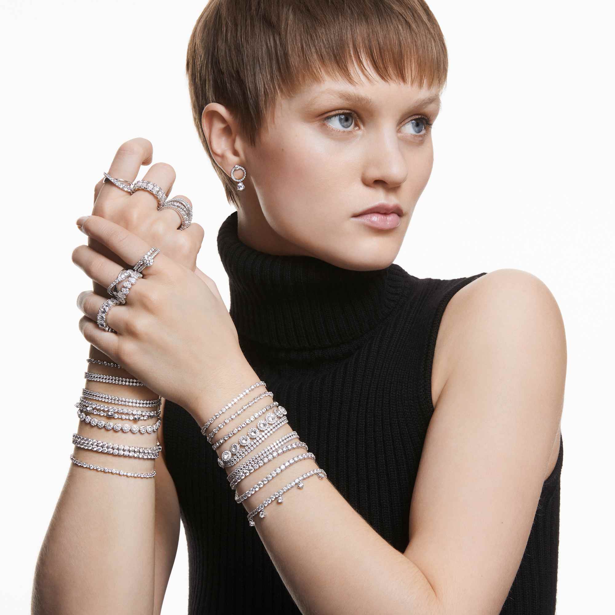 צמיד Subtle בציפוי רודיום מבריק SWAROVSKI