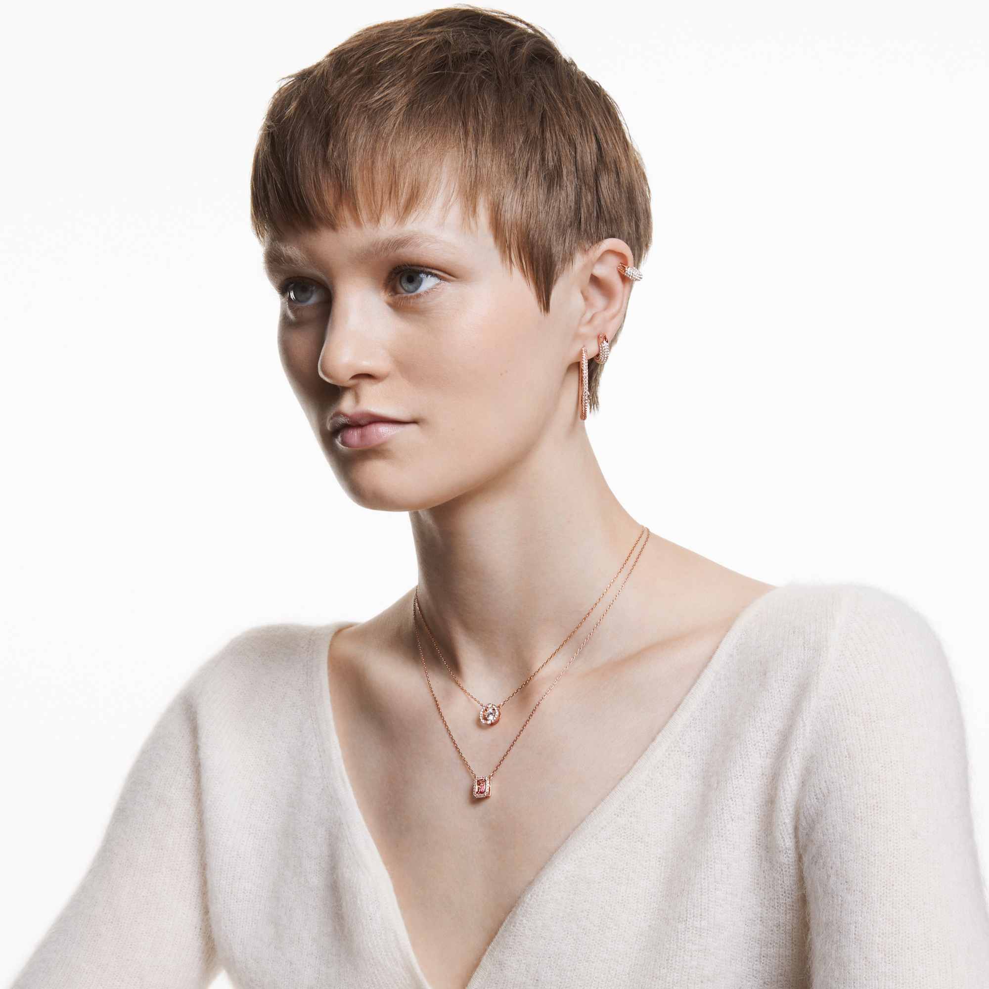 שרשרת Sparkling Dc בציפוי רוז גולד מבריק SWAROVSKI