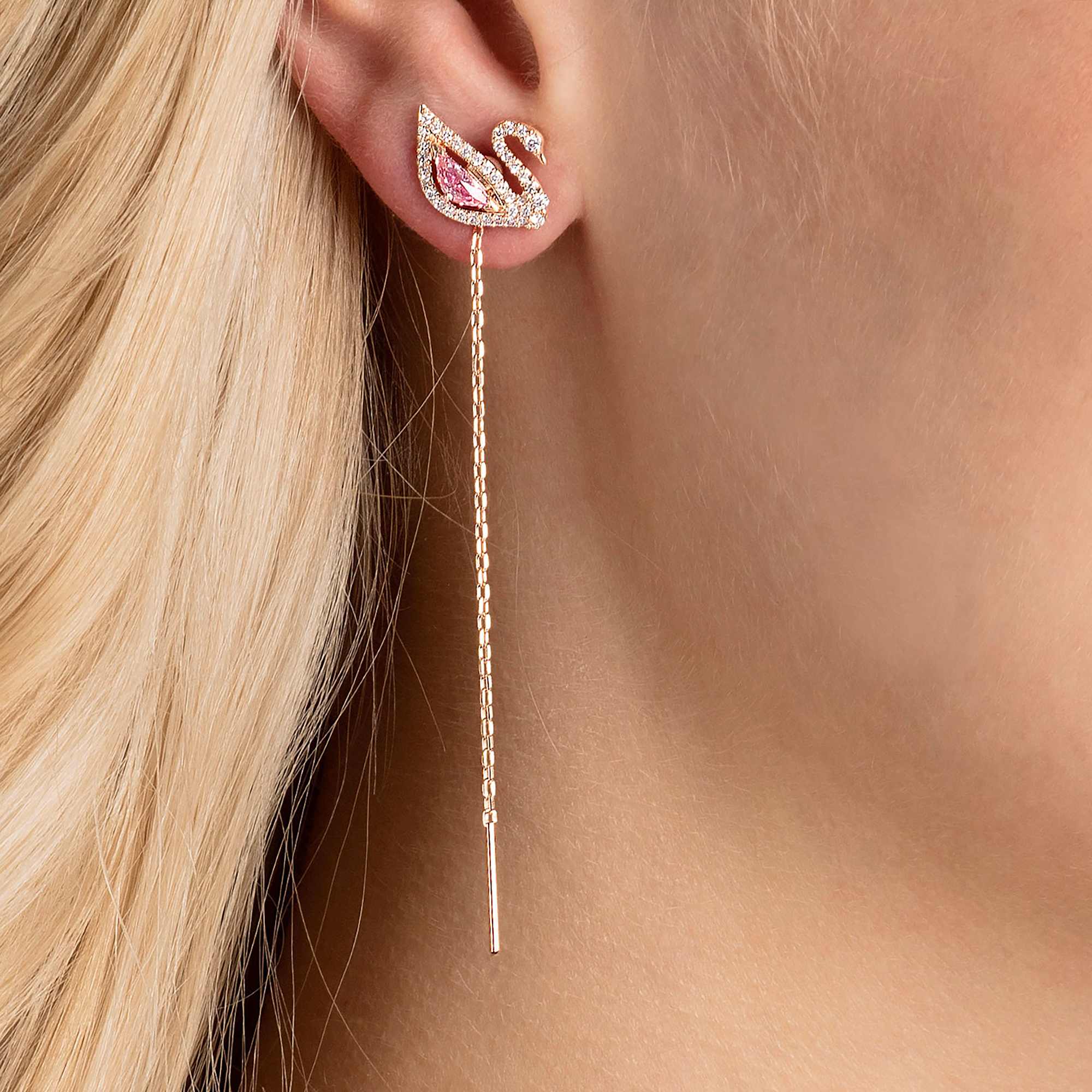 עגילי Dazzling Swan רוז גולד מבריק SWAROVSKI