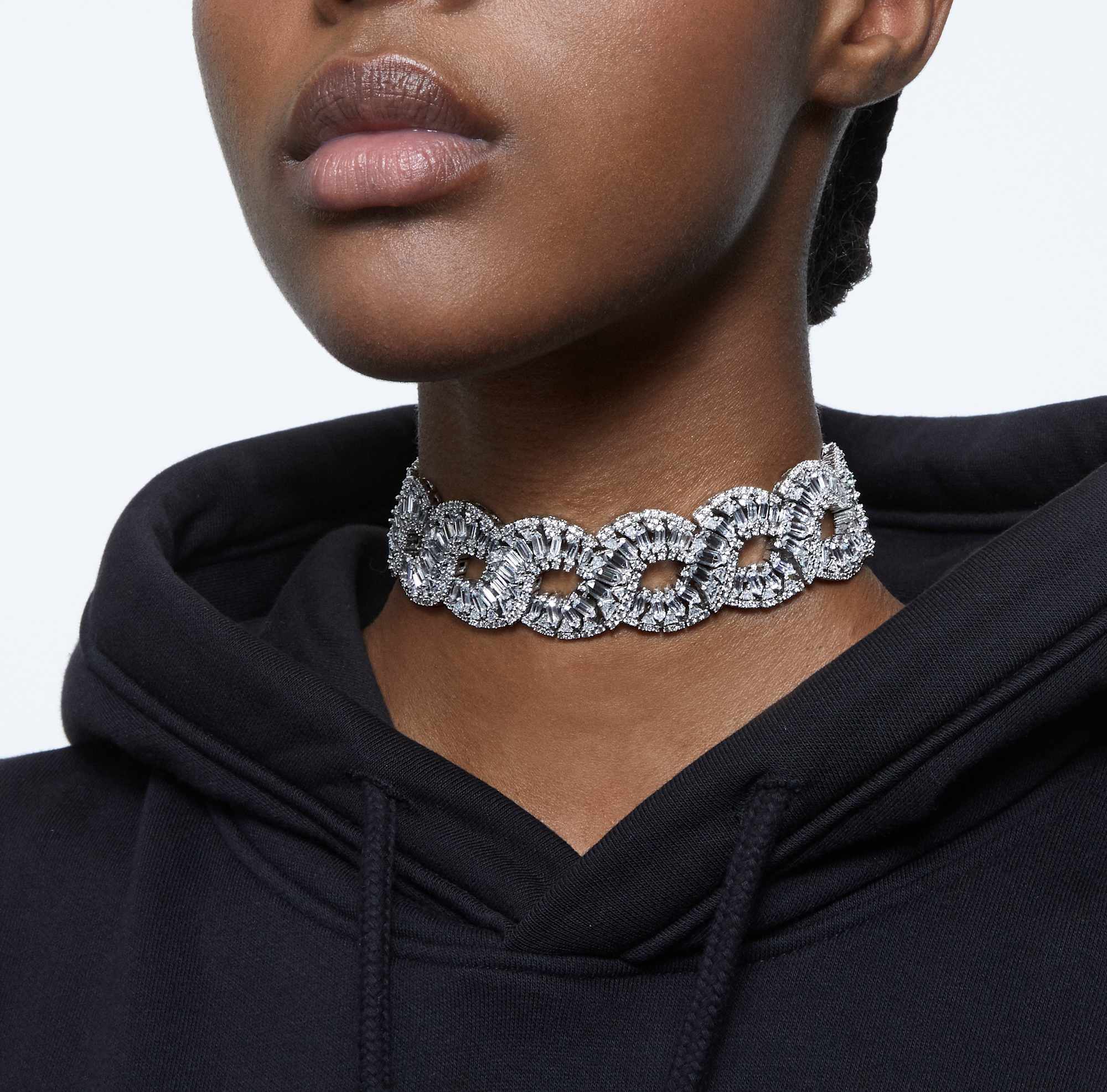 שרשרת Hyperbola בציפוי רודיום מבריק SWAROVSKI