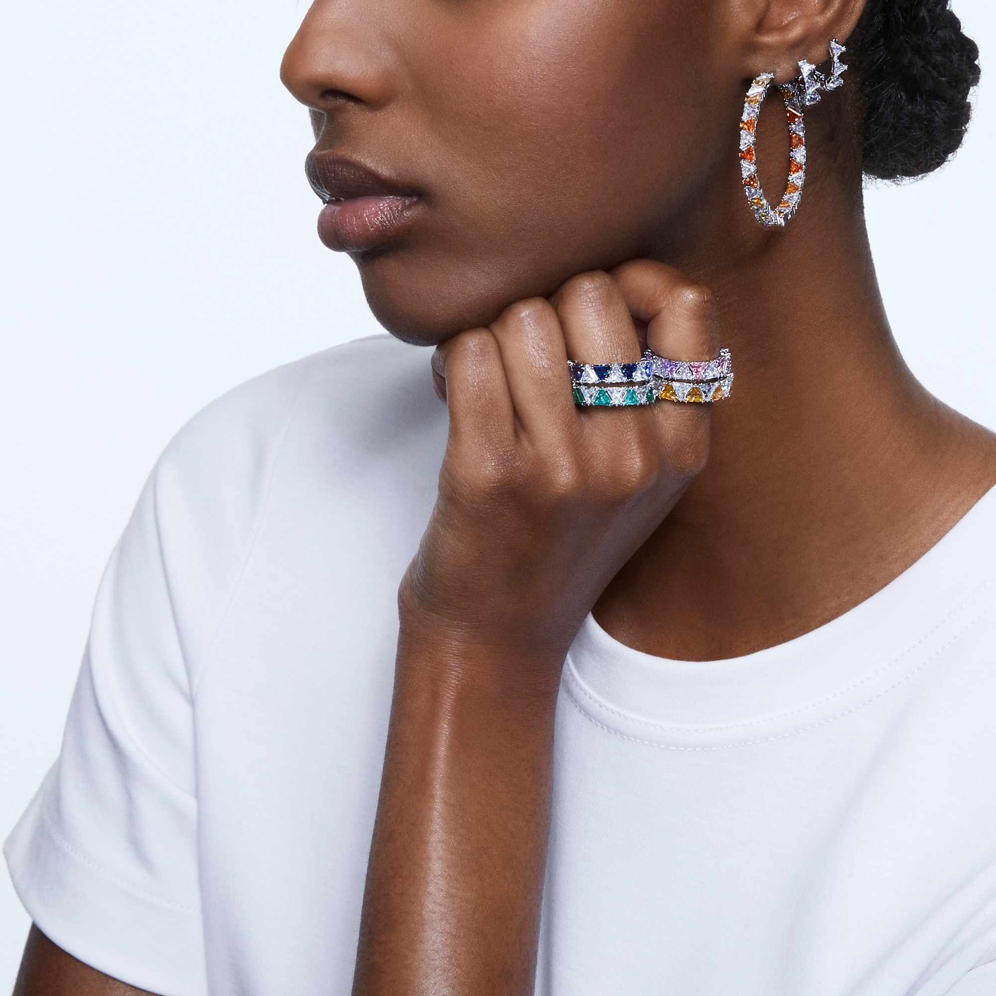 עגילי Ortyx בציפוי רודיום מבריק SWAROVSKI