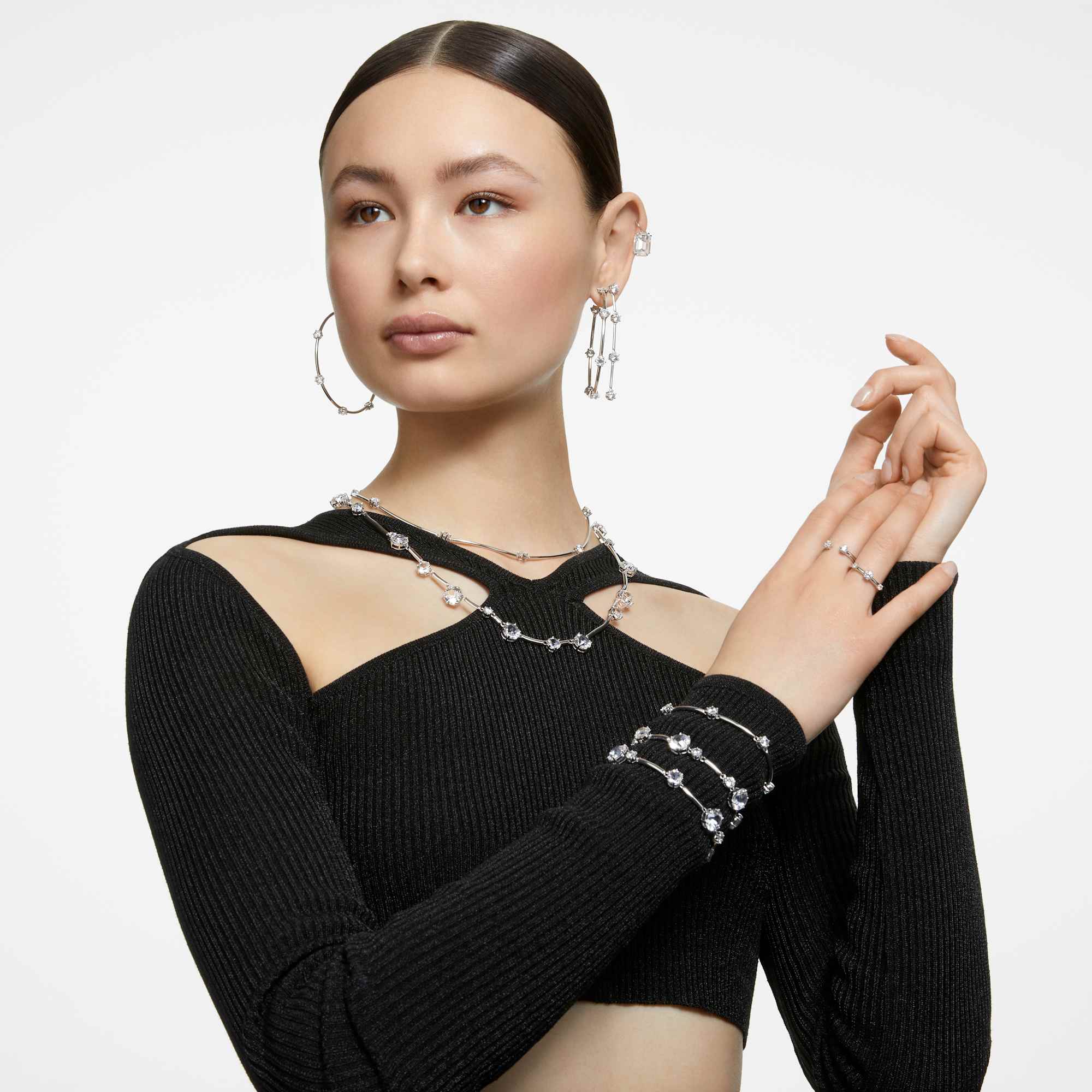 עגילי Millenia בציפוי רודיום מבריק SWAROVSKI