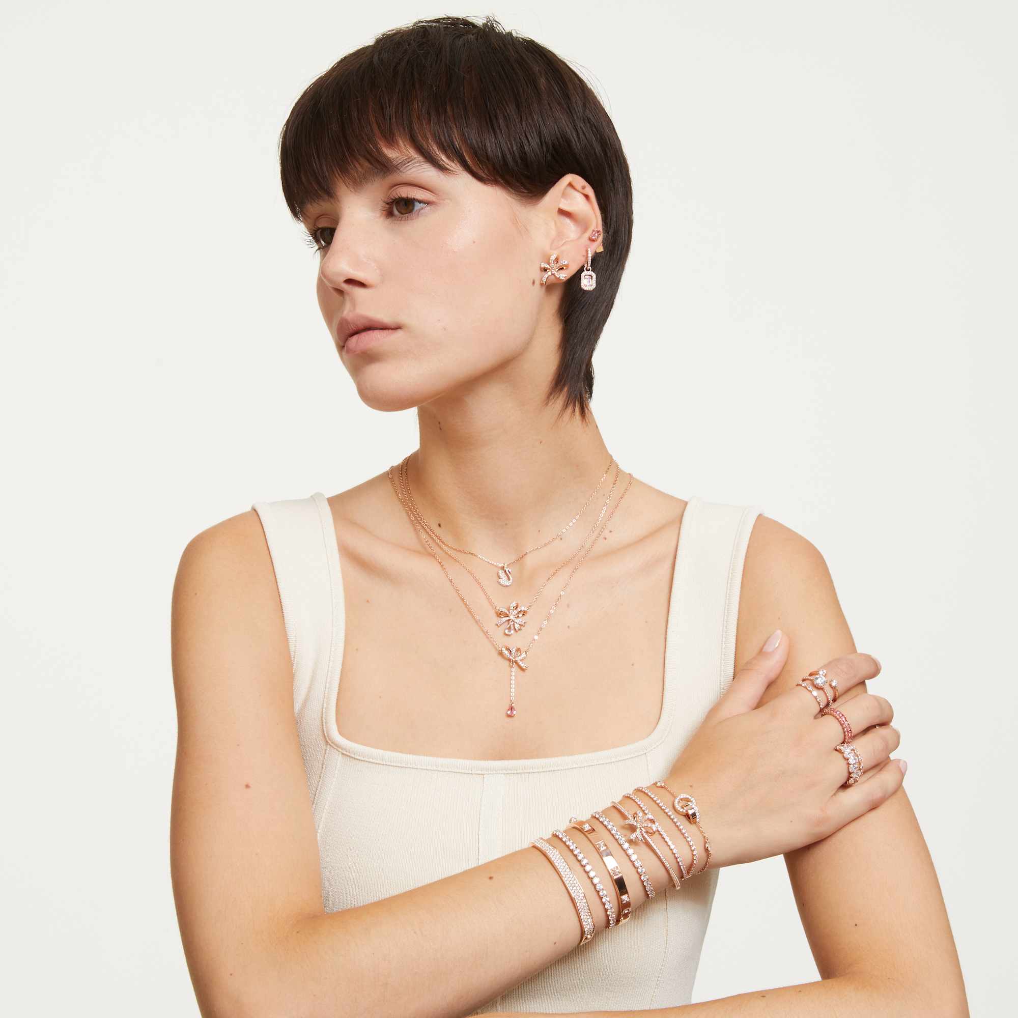 טבעת Constella בציפוי רוז גולד מבריק SWAROVSKI