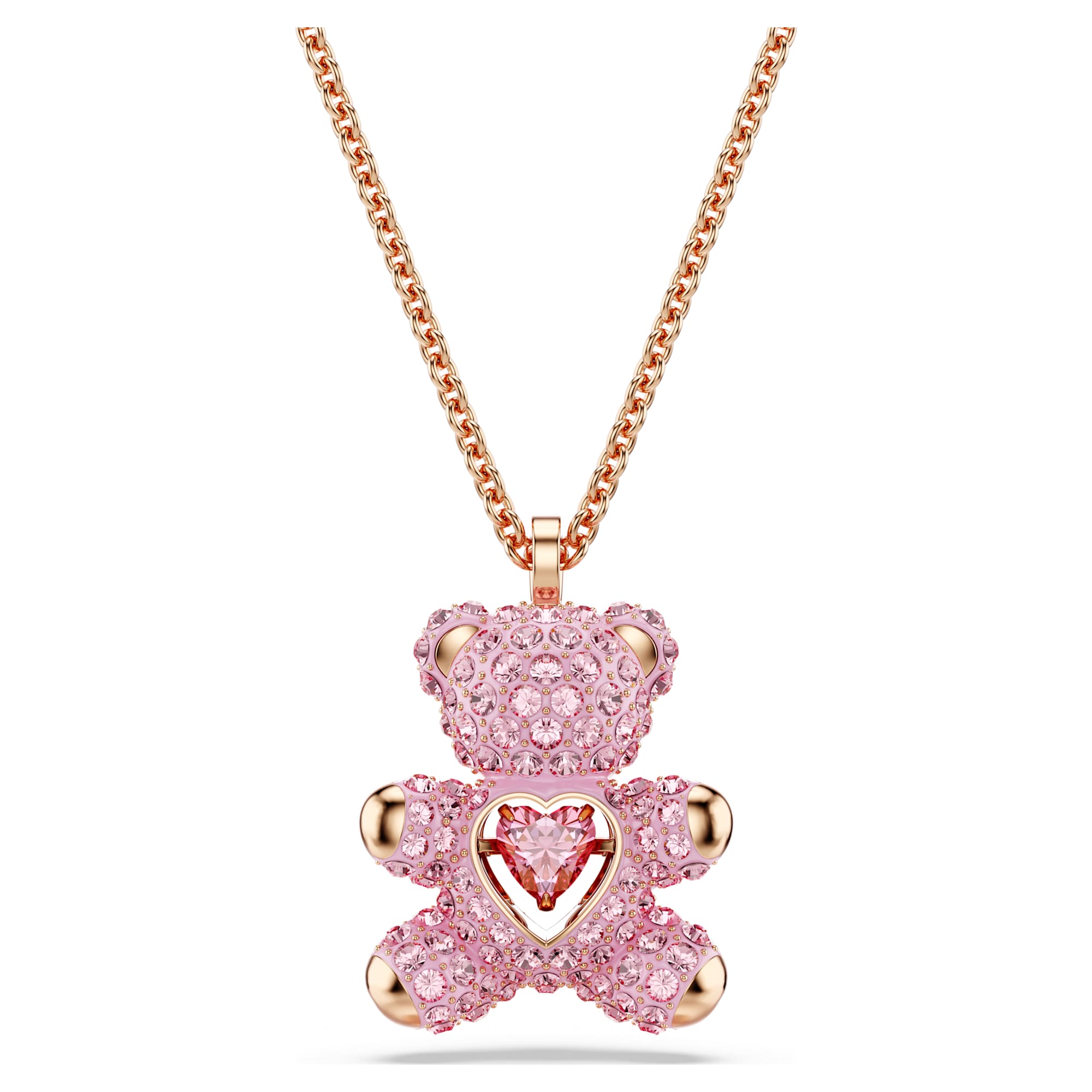 שרשרת תליון טדי דוב בציפוי רוז גולד מבריק SWAROVSKI