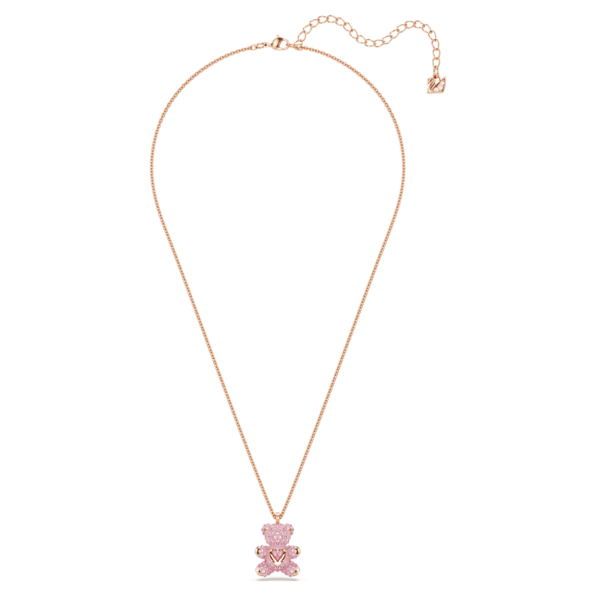 שרשרת תליון טדי דוב בציפוי רוז גולד מבריק SWAROVSKI