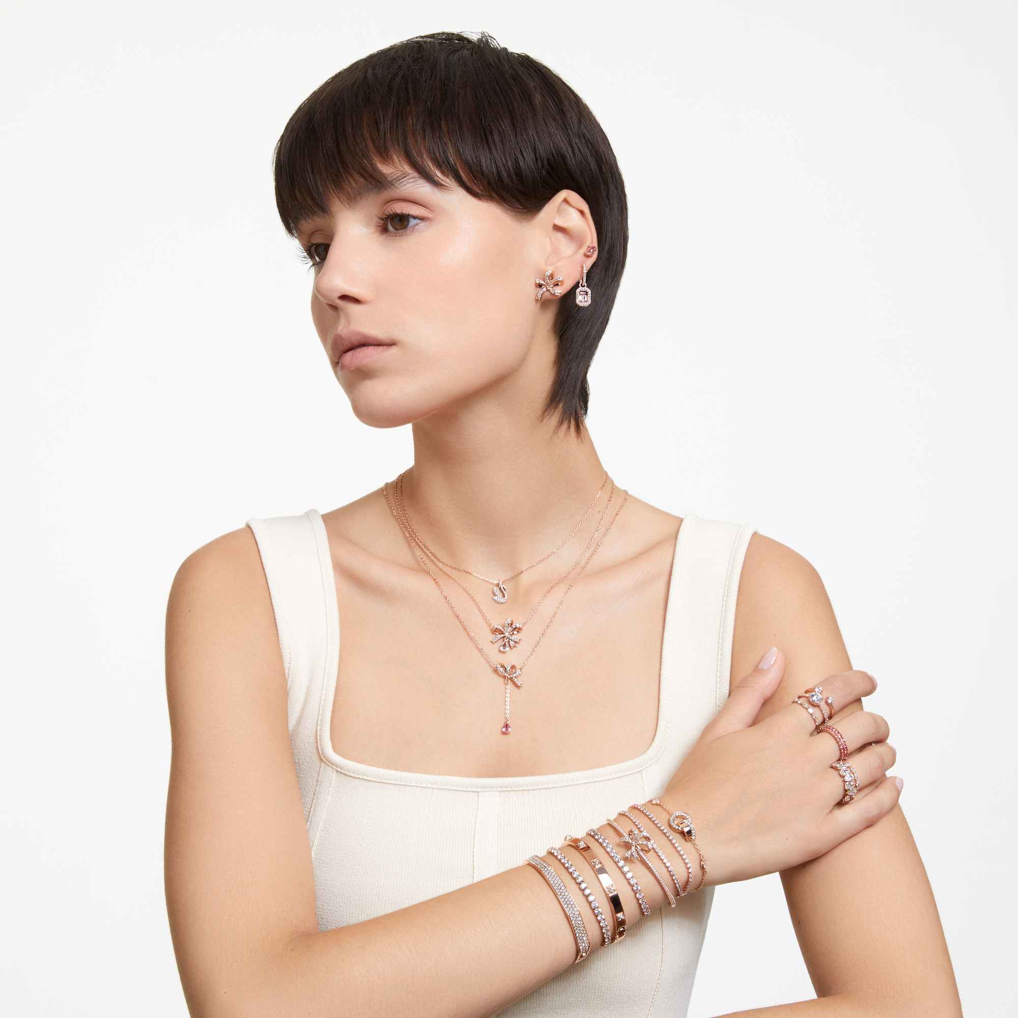 טבעת Matrix בציפוי רוז גולד מבריק SWAROVSKI