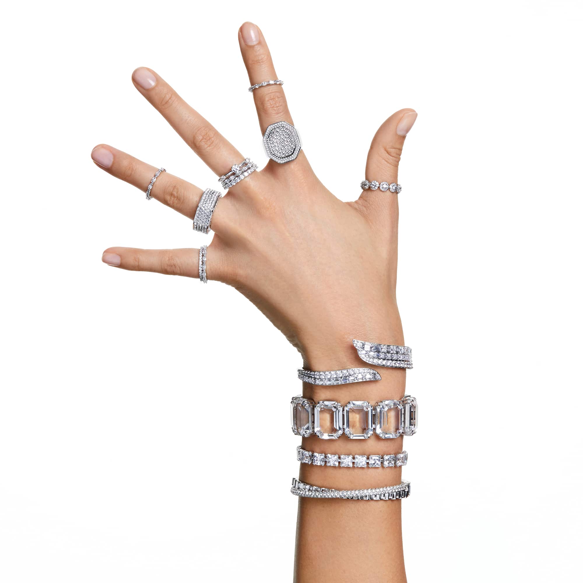 טבעת Dextera בציפוי רודיום מבריק SWAROVSKI