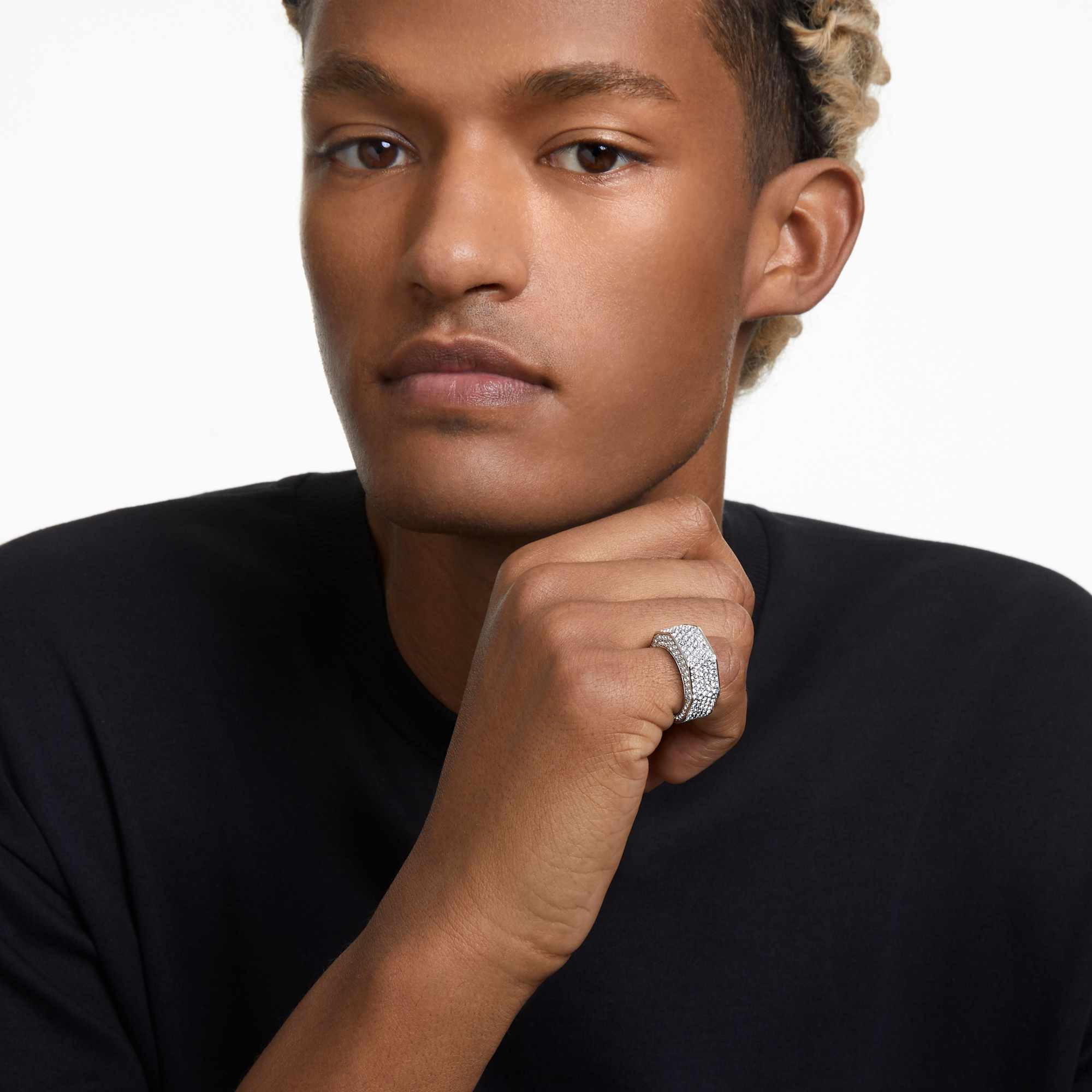 טבעת Dextera בציפוי רודיום מבריק SWAROVSKI