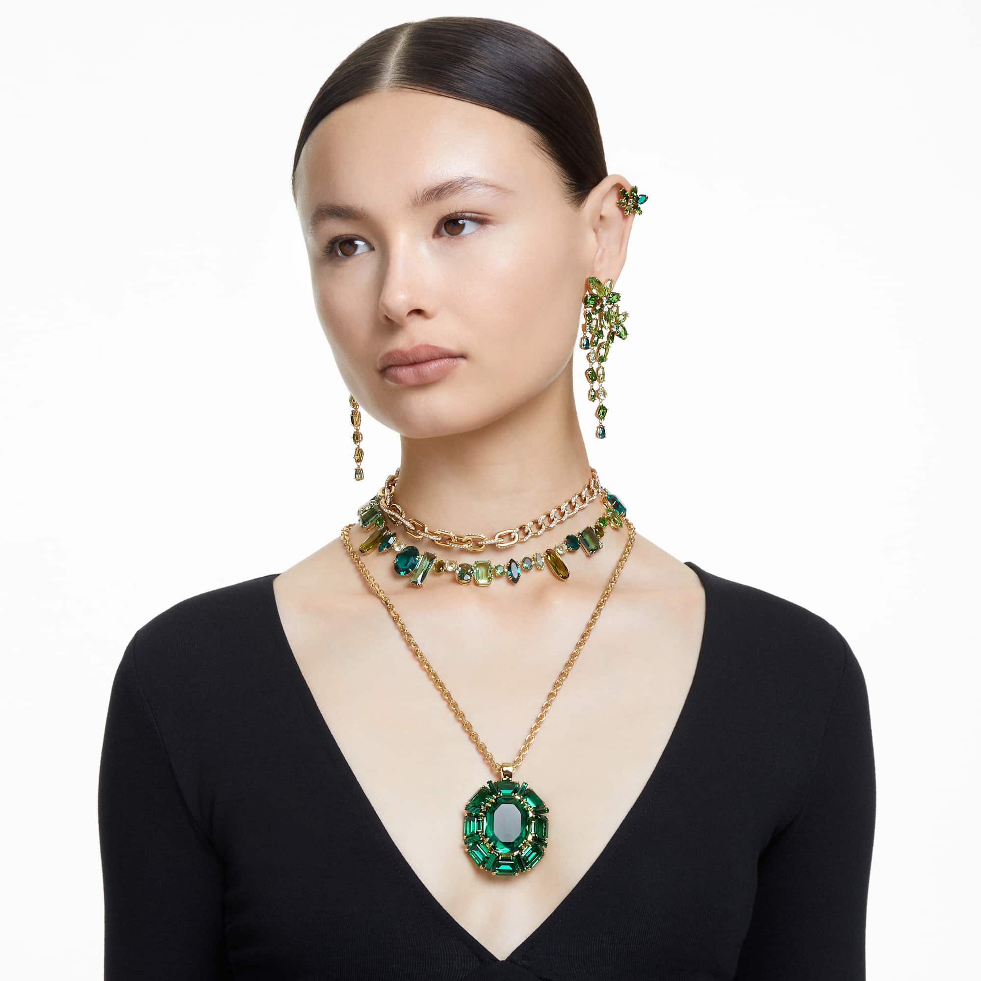 עגילי Gema בציפוי זהב מבריק SWAROVSKI