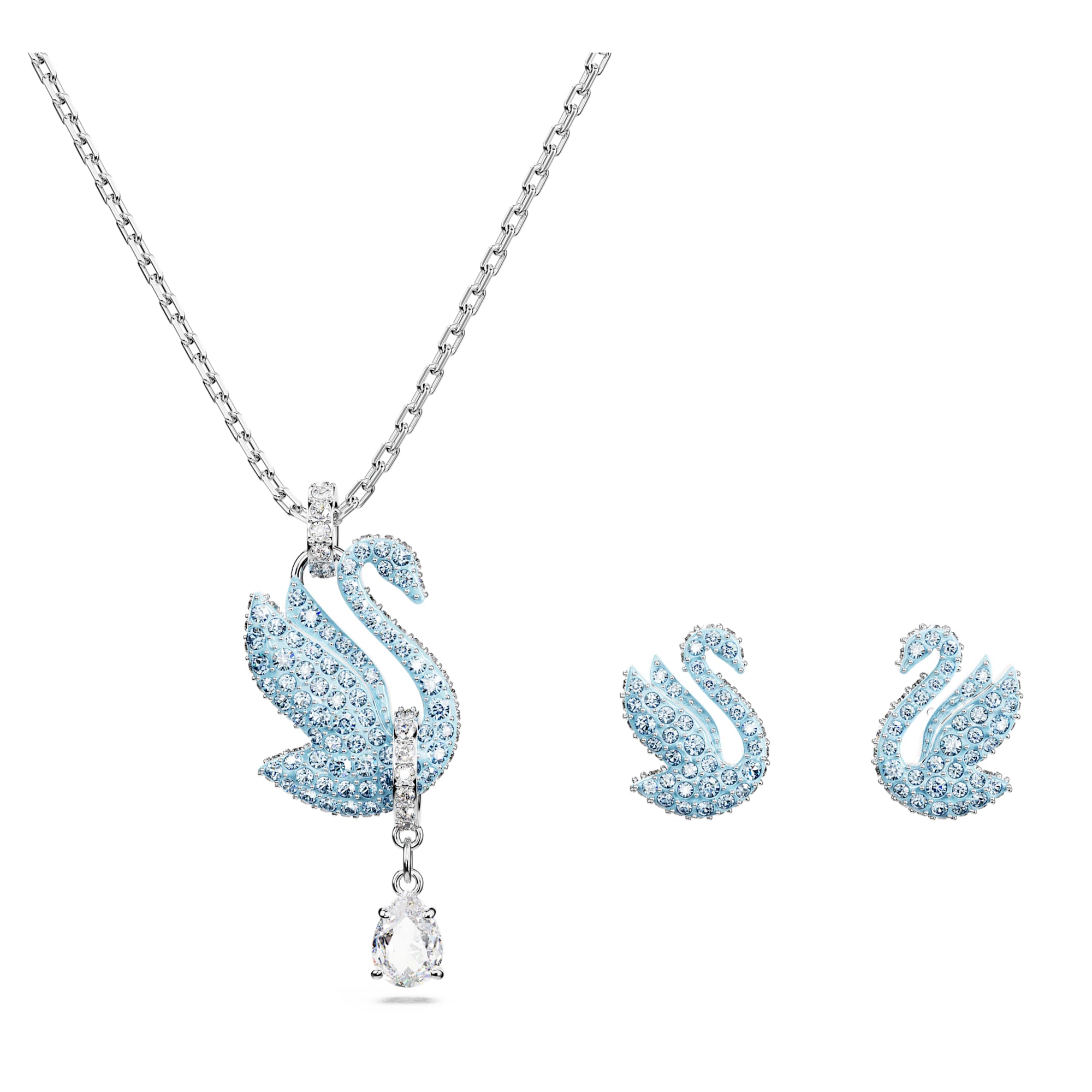 סט Iconic Swan בציפוי רודיום מבריק SWAROVSKI SWAROVSKI