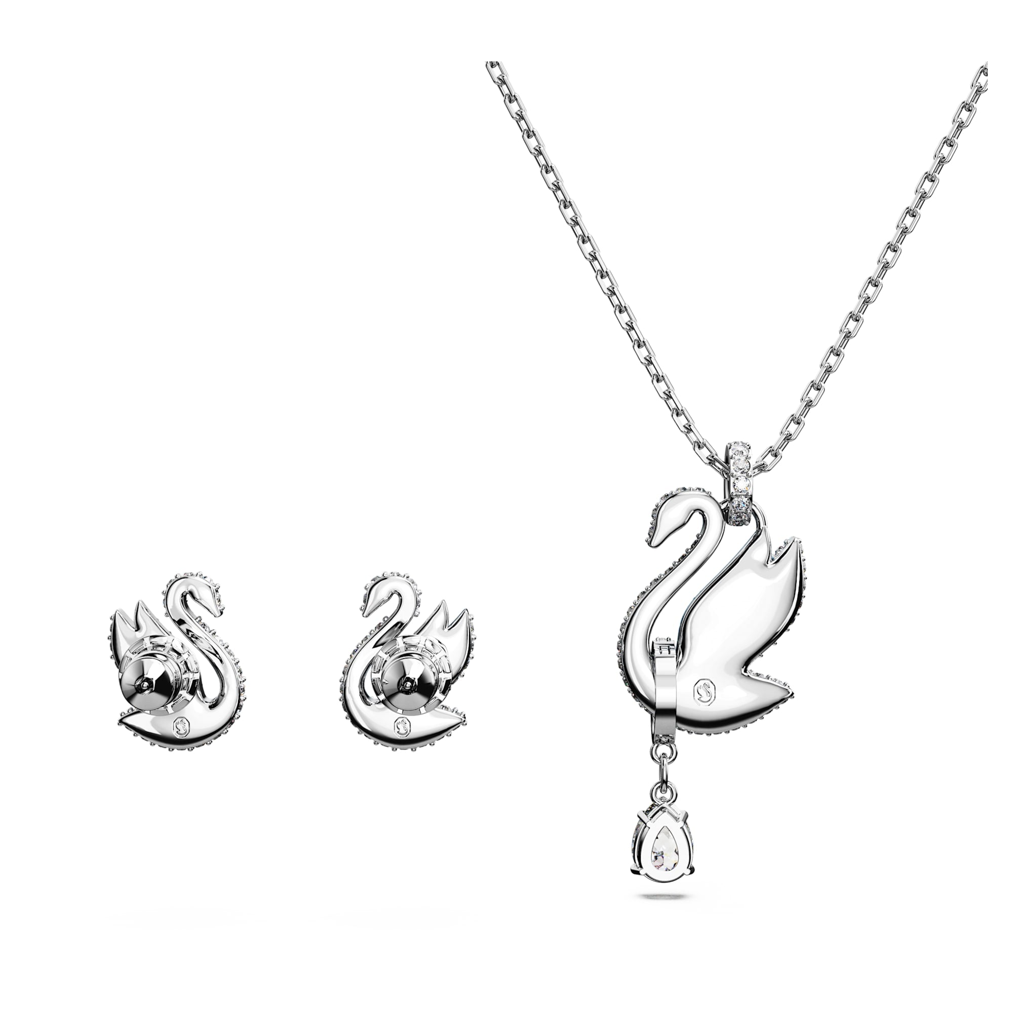 סט Iconic Swan בציפוי רודיום מבריק SWAROVSKI SWAROVSKI