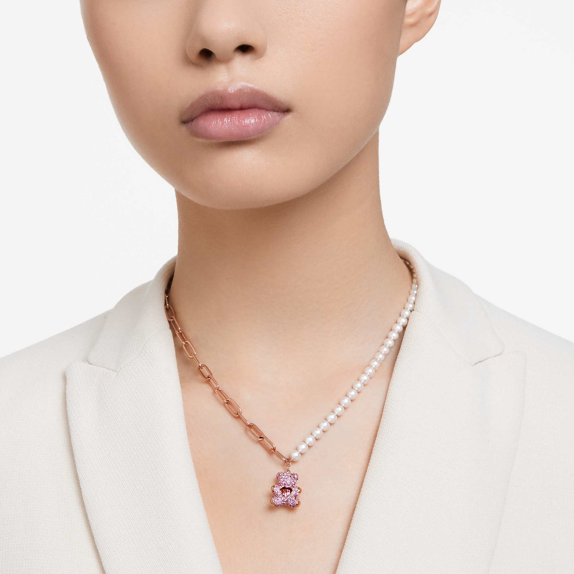 שרשרת Teddy בציפוי רוז גולד מבריק SWAROVSKI