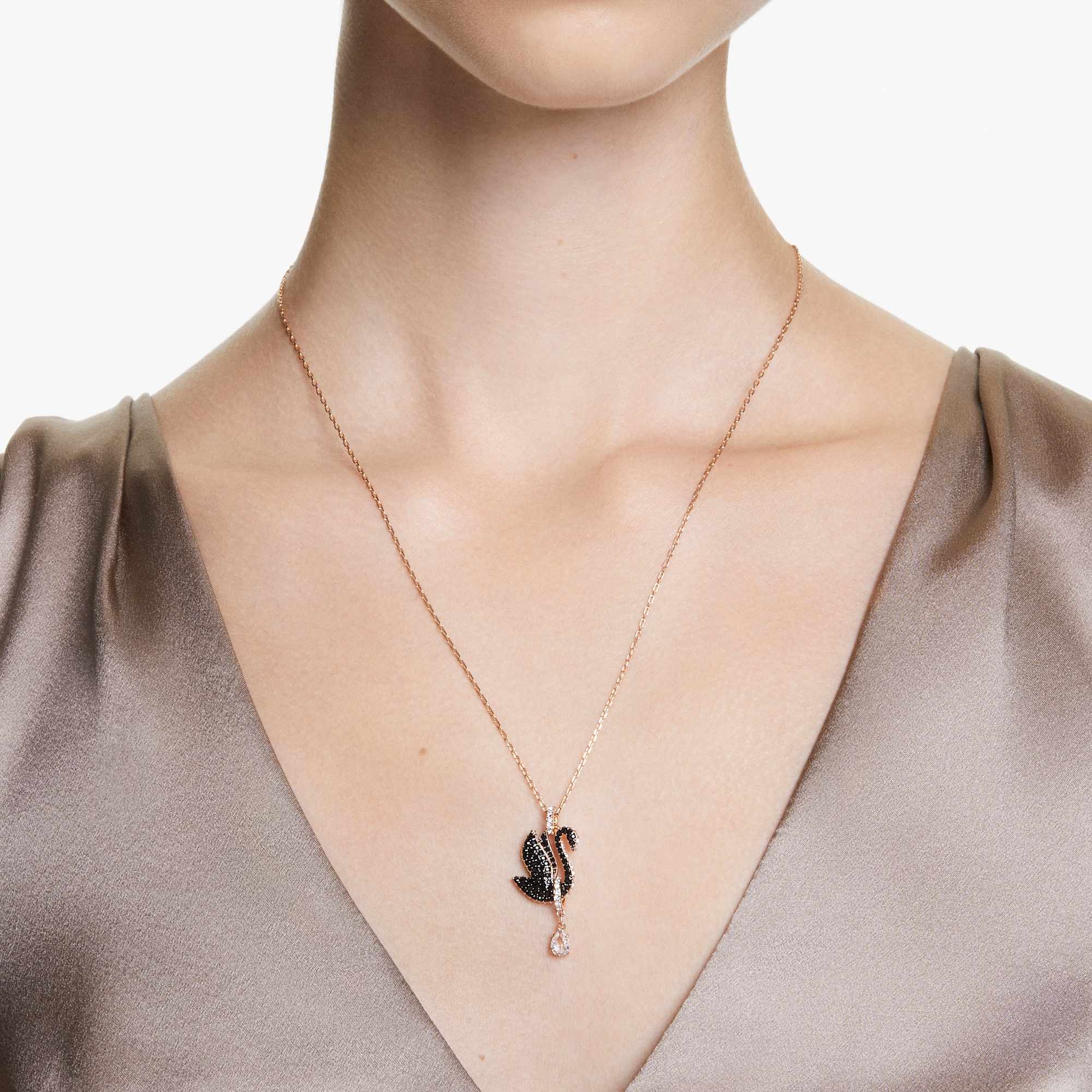 שרשרת Swan בציפוי רוז גולד מבריק SWAROVSKI