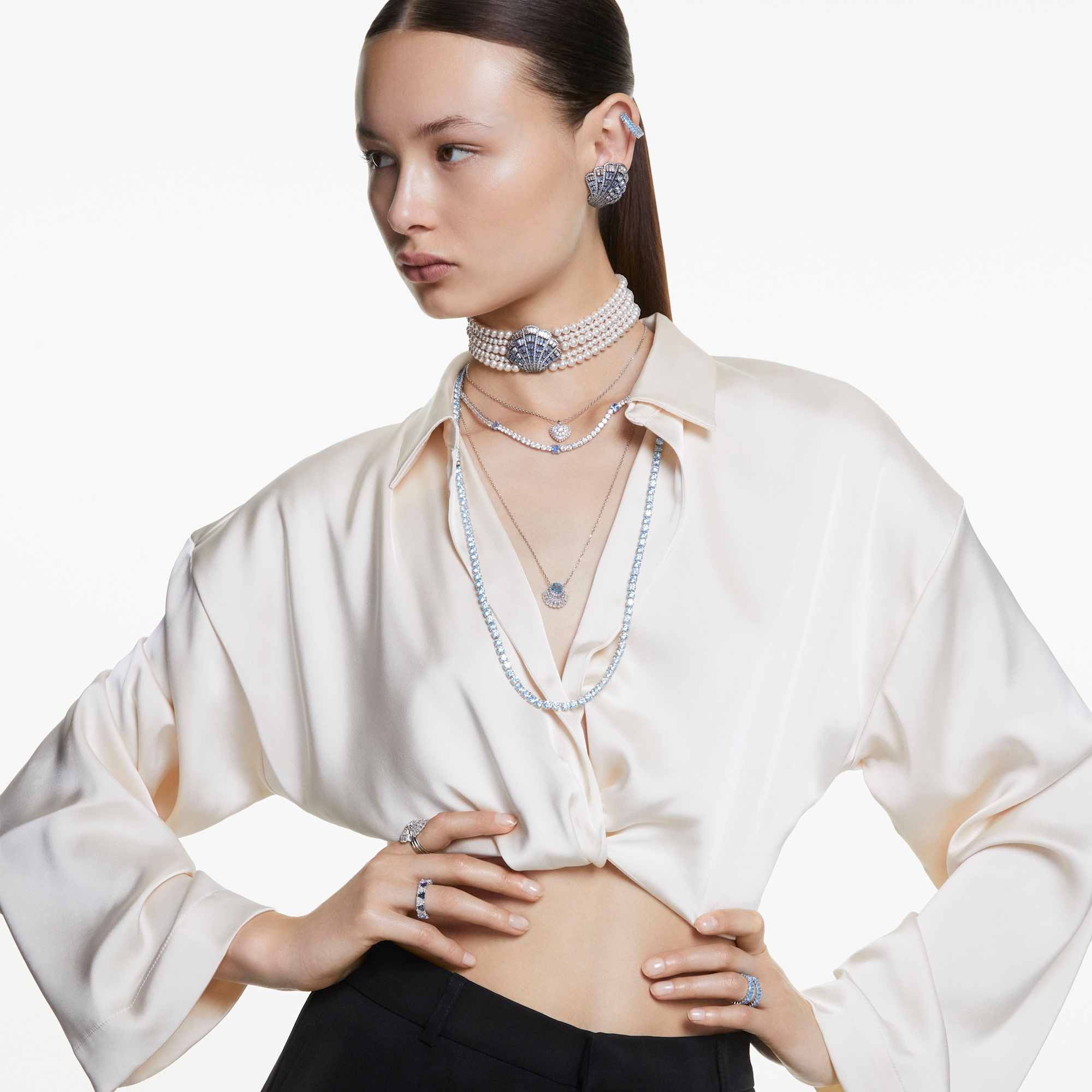 טבעת Idyllia בציפוי רודיום מבריק SWAROVSKI