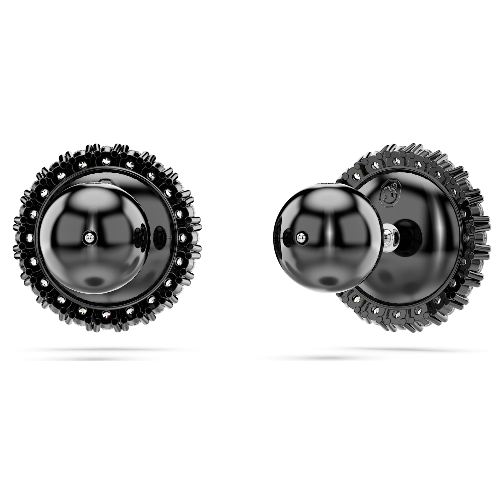 עגילי Swan בציפוי רודיום שחור SWAROVSKI