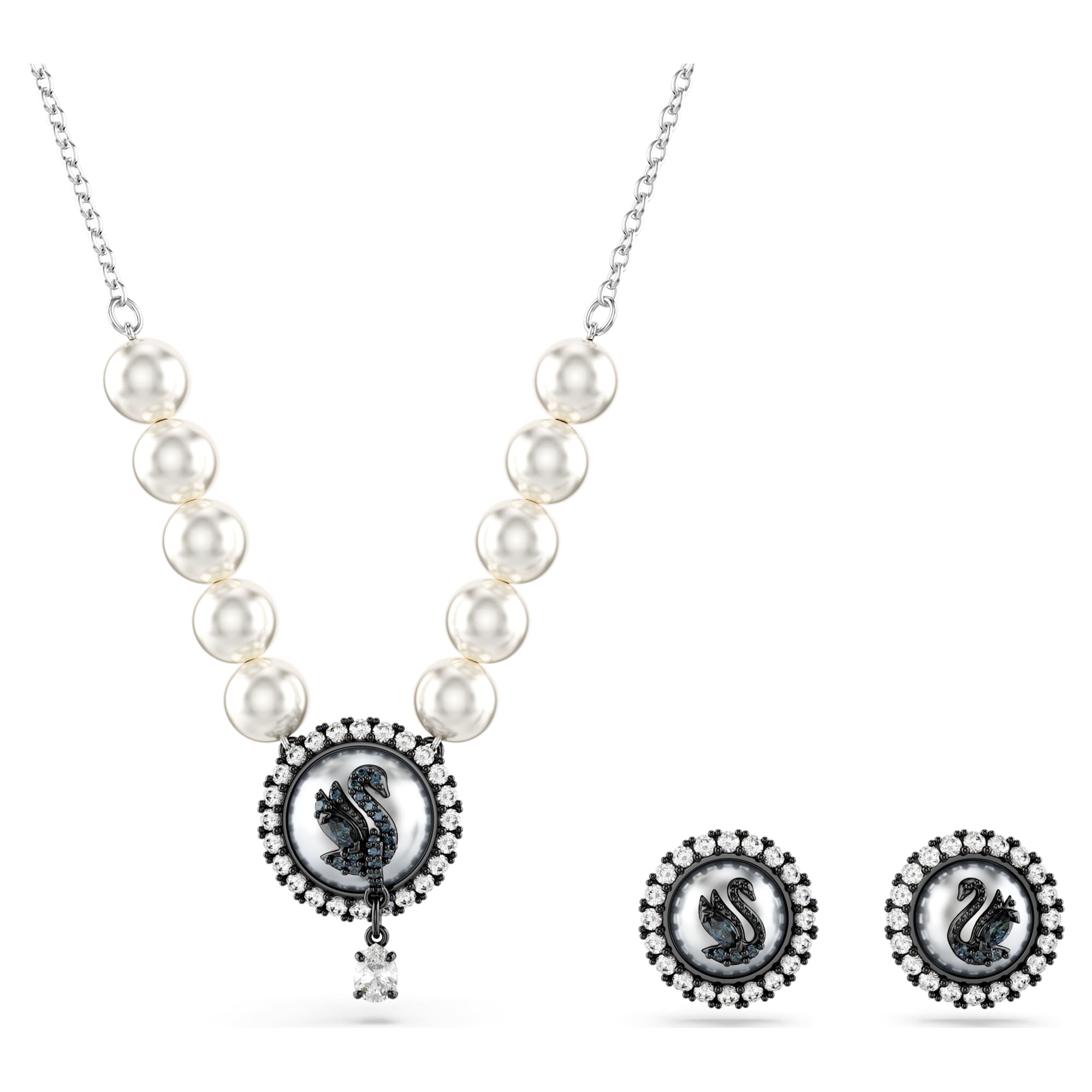 סט Swan בציפוי רודיום מבריק SWAROVSKI