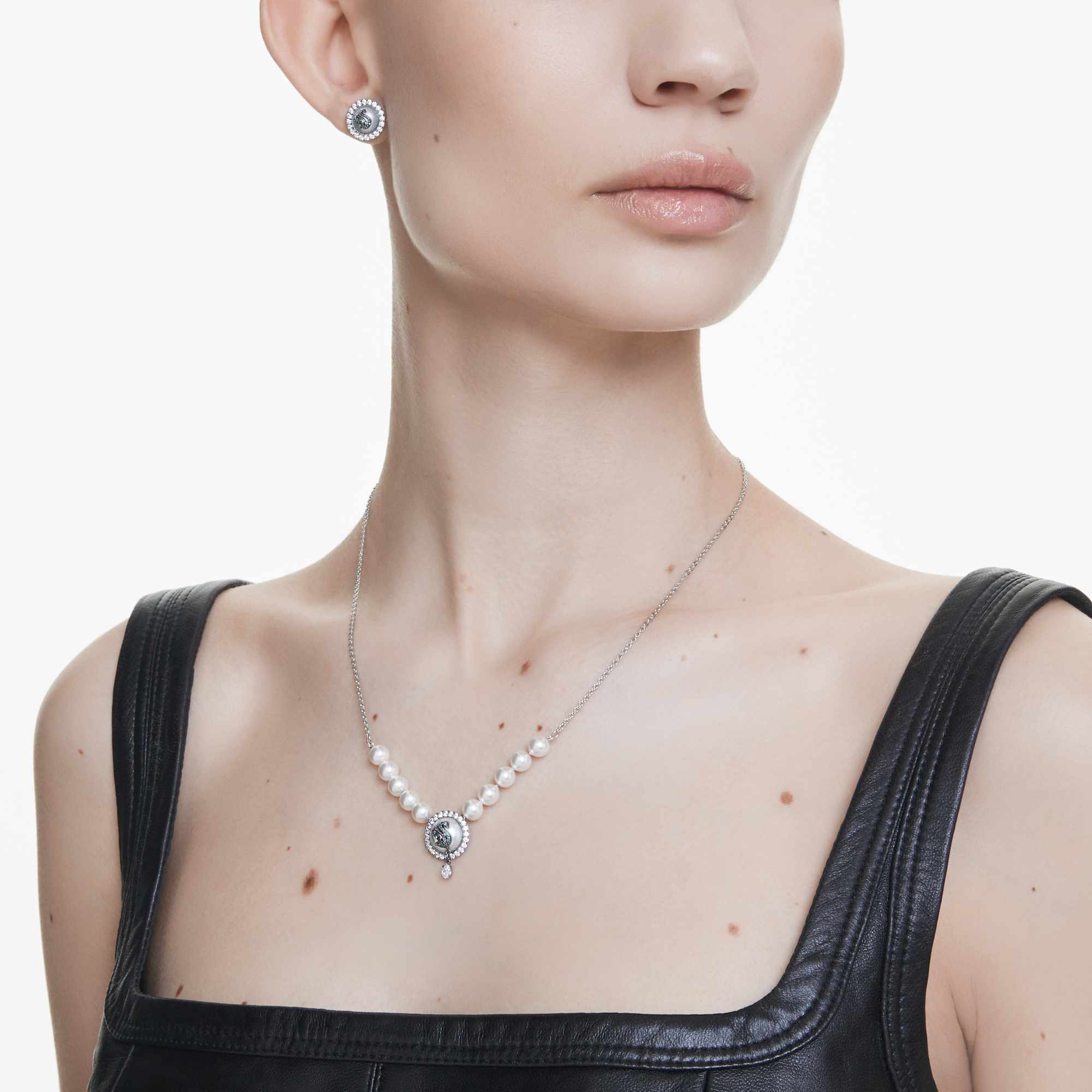 סט Swan בציפוי רודיום מבריק SWAROVSKI