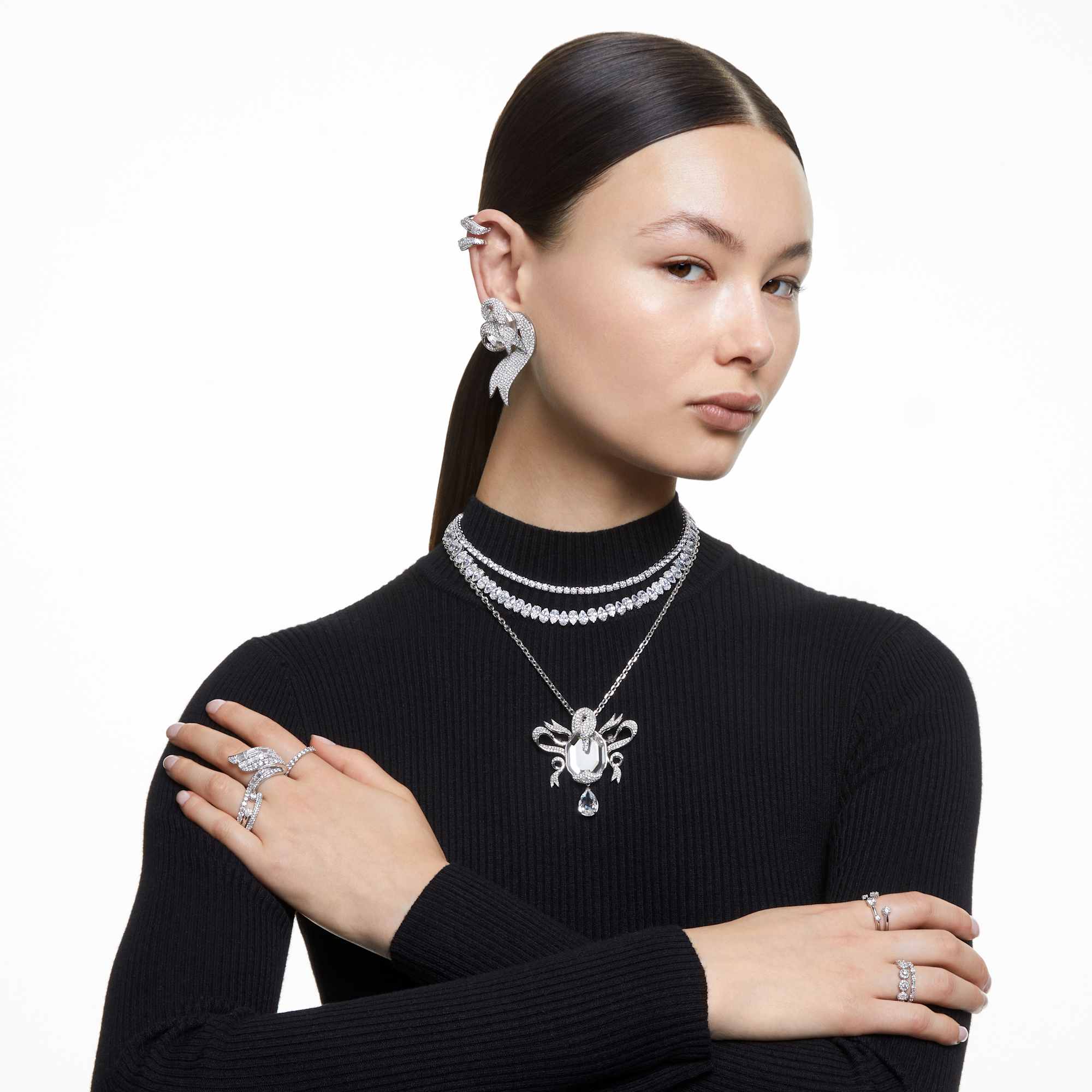 שרשרת Matrix בציפוי רודיום מבריק SWAROVSKI