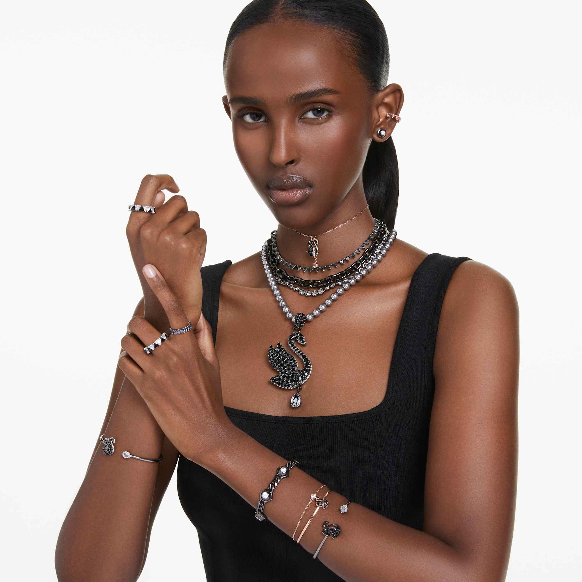 שרשרת Imber בציפוי רודיום מבריק SWAROVSKI