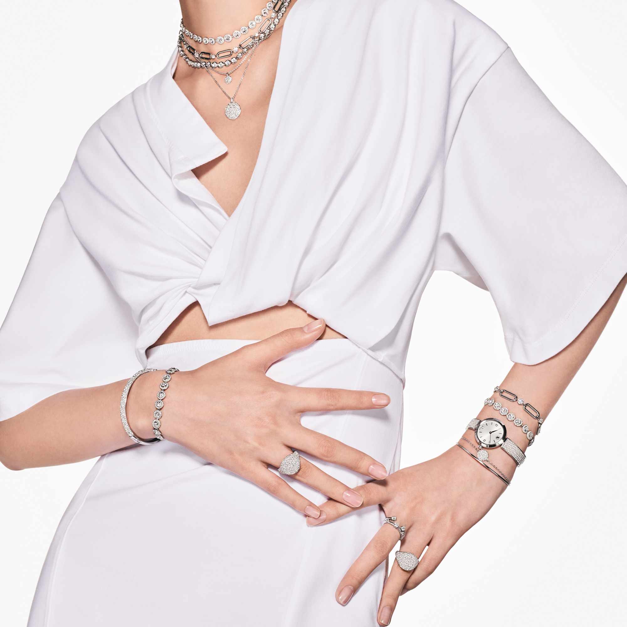 שרשרת Imber בציפוי רודיום מבריק SWAROVSKI