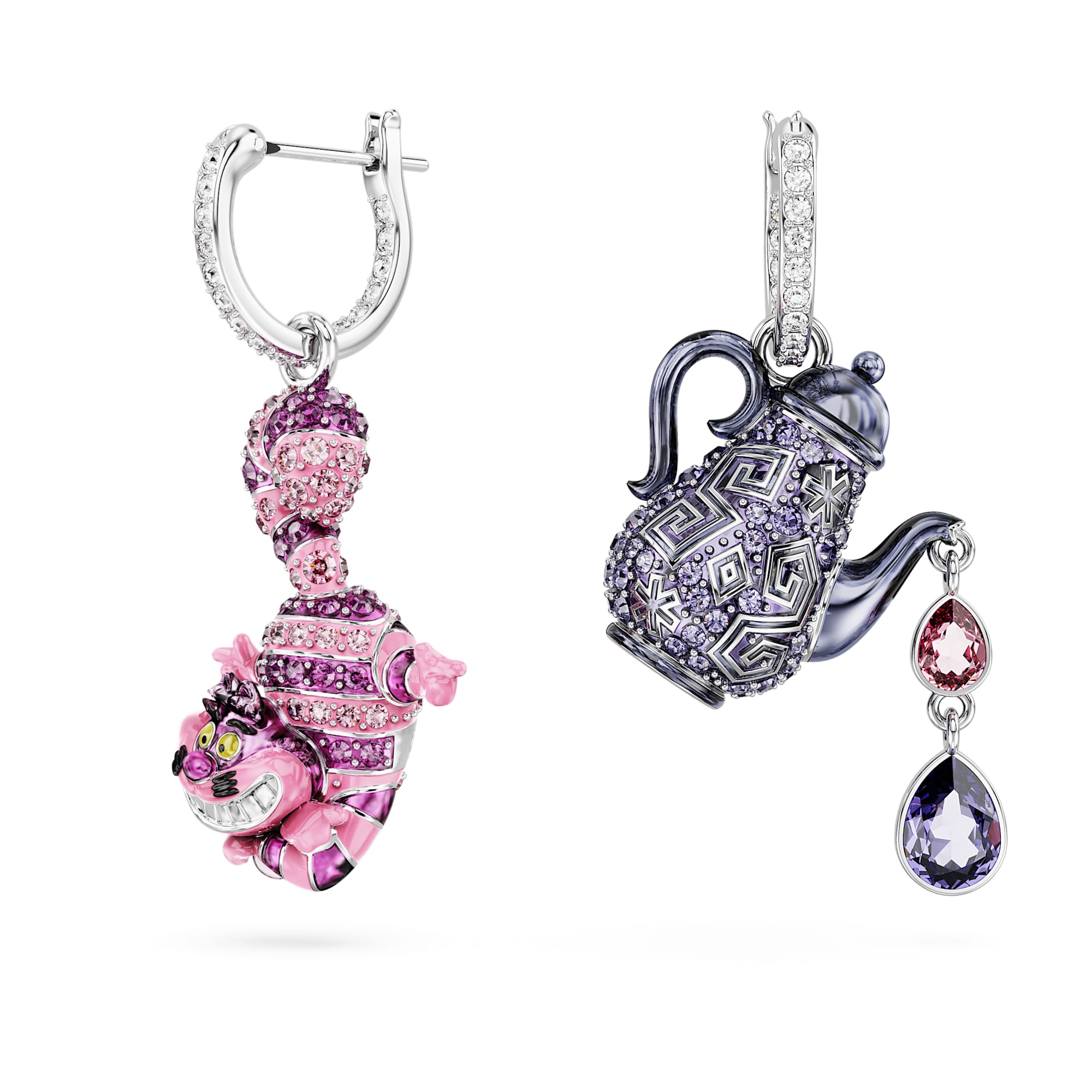 עגילי Alice In Wonderland בציפוי רודיום מבריק SWAROVSKI