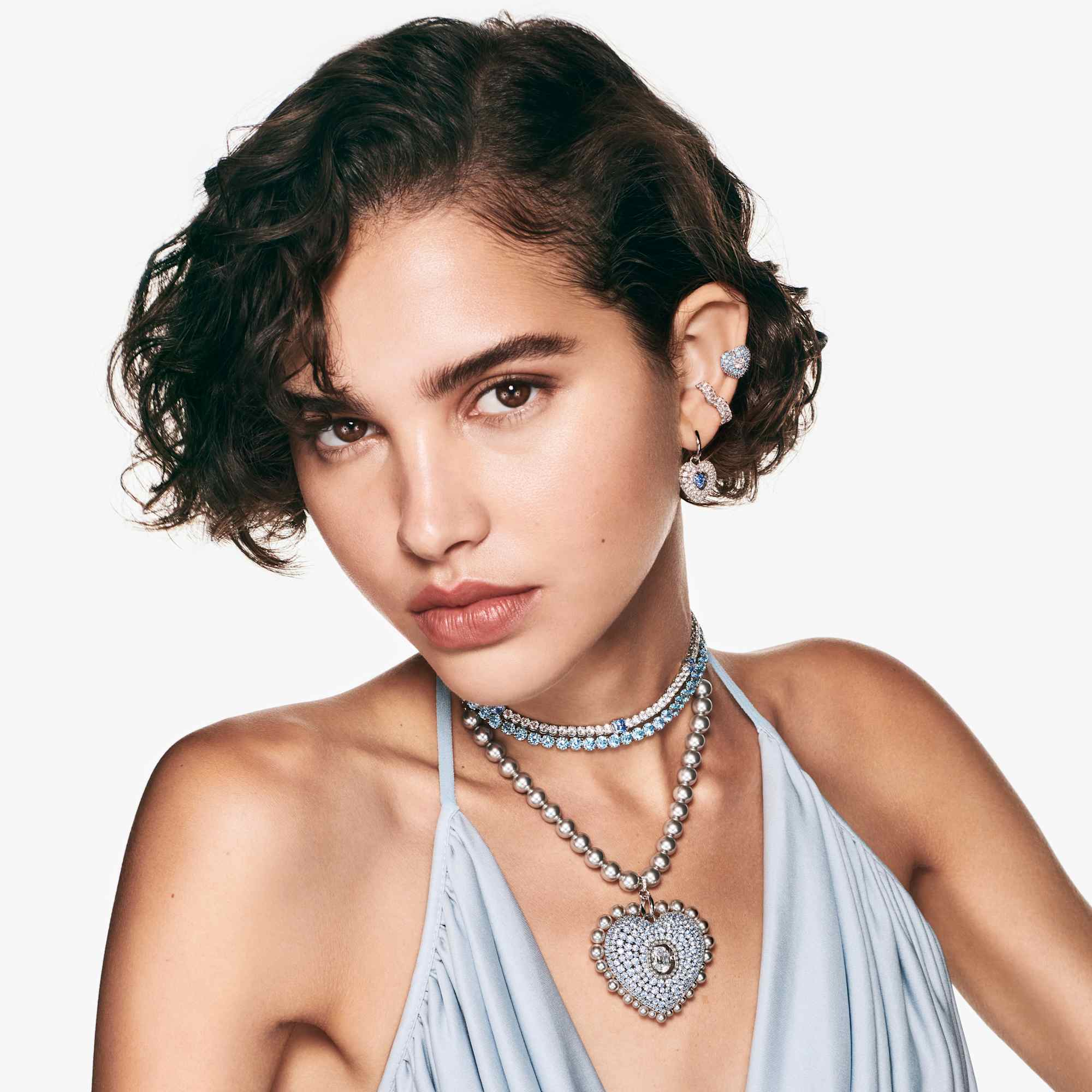 עגילי Hyperbola בציפוי רודיום מבריק SWAROVSKI