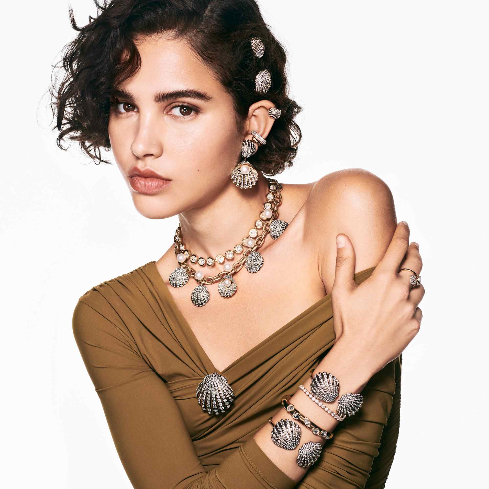 עגילי Idyllia בציפוי זהב מבריק SWAROVSKI