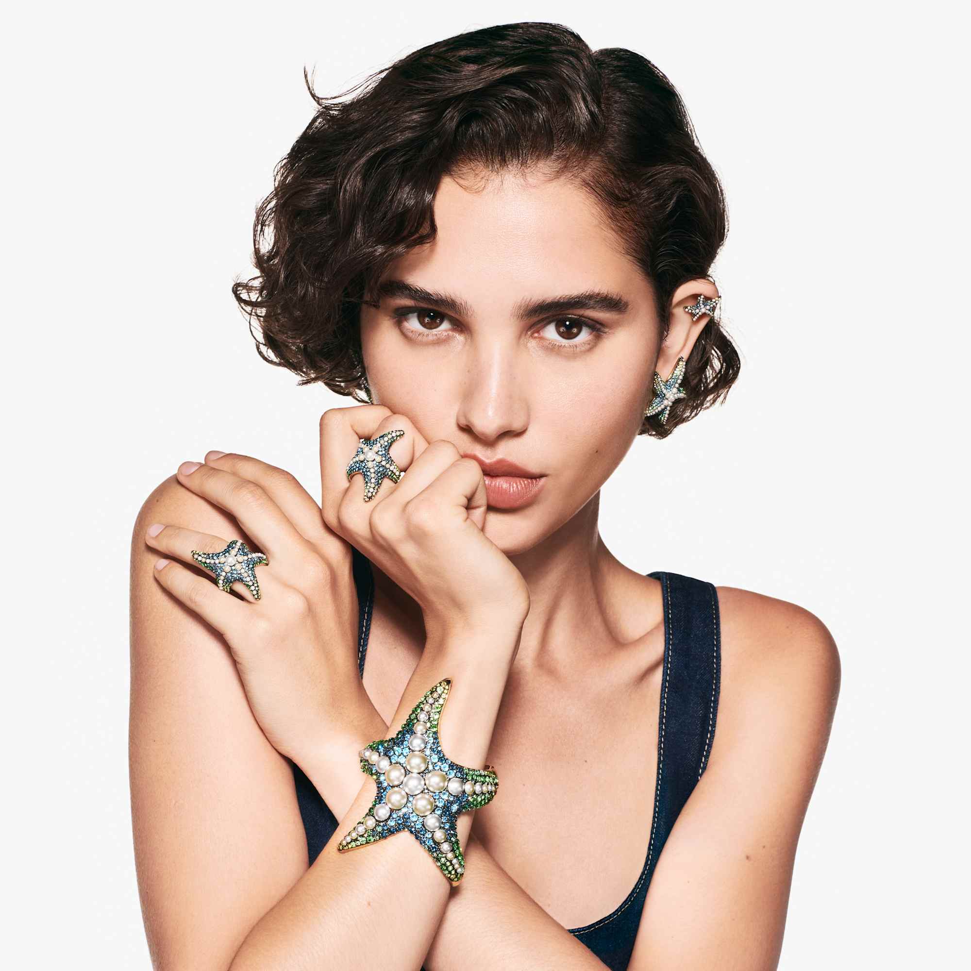 עגילי Idyllia בציפוי זהב מבריק SWAROVSKI