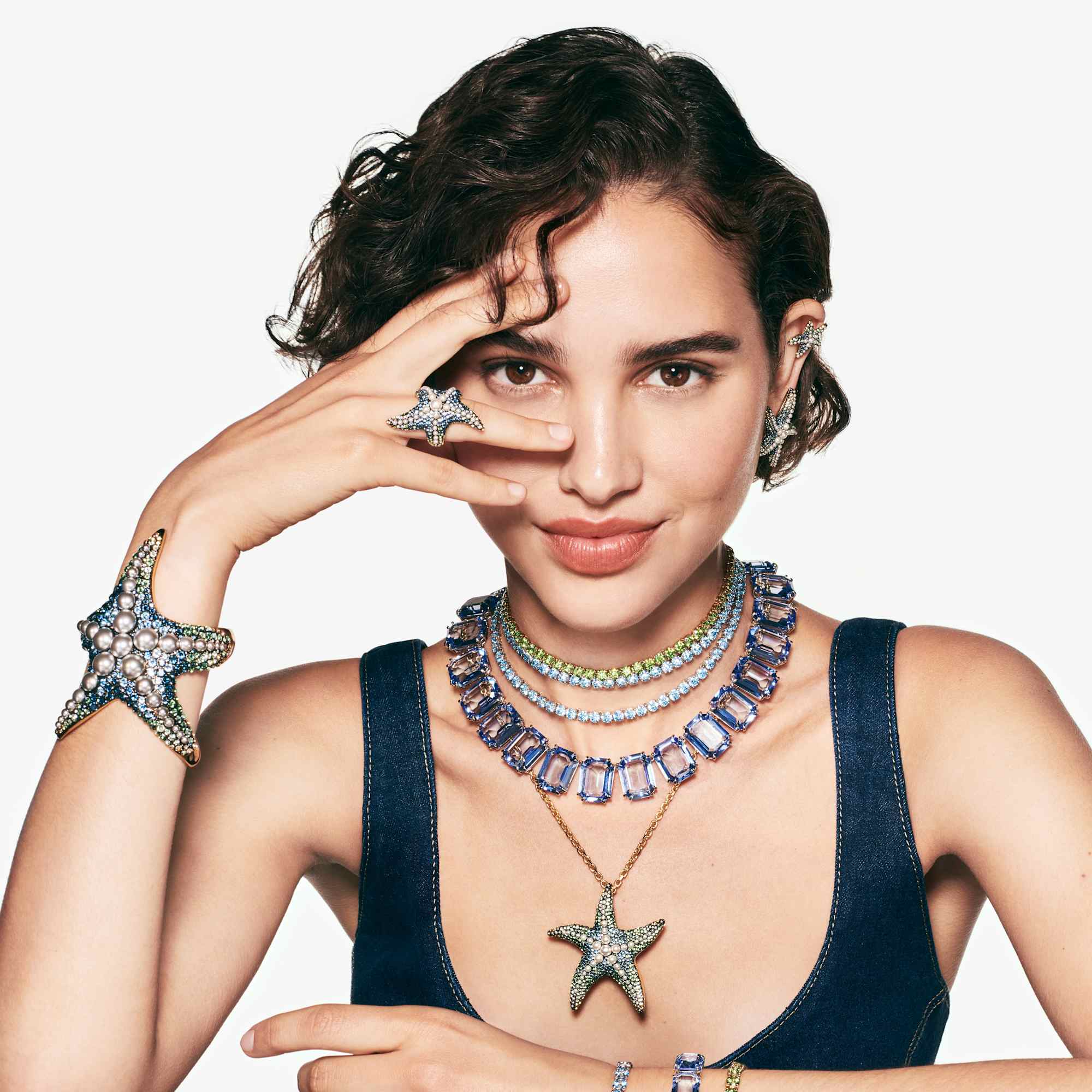 עגילי Idyllia בציפוי זהב מבריק SWAROVSKI