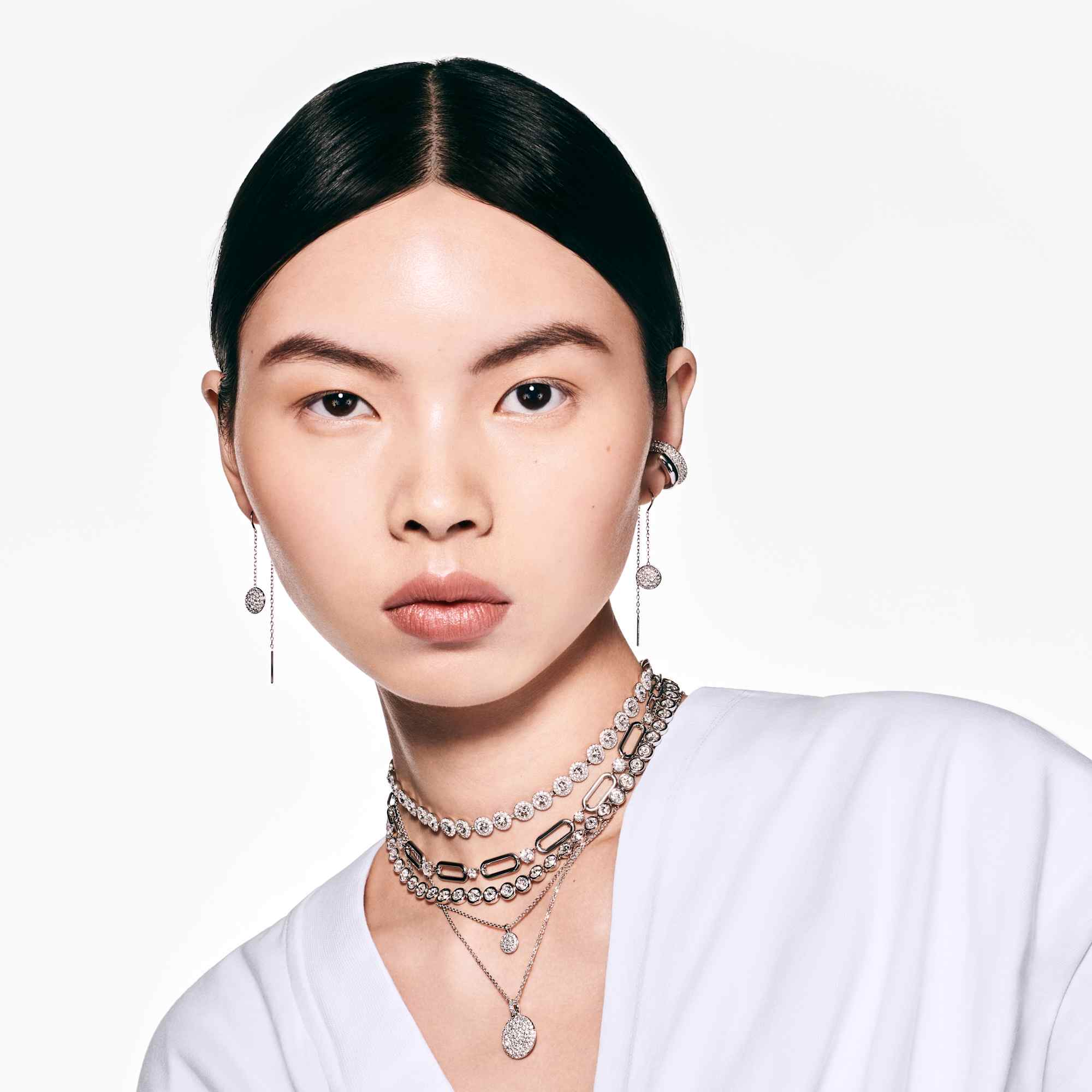 שרשרת Meteora בציפוי רודיום מבריק SWAROVSKI