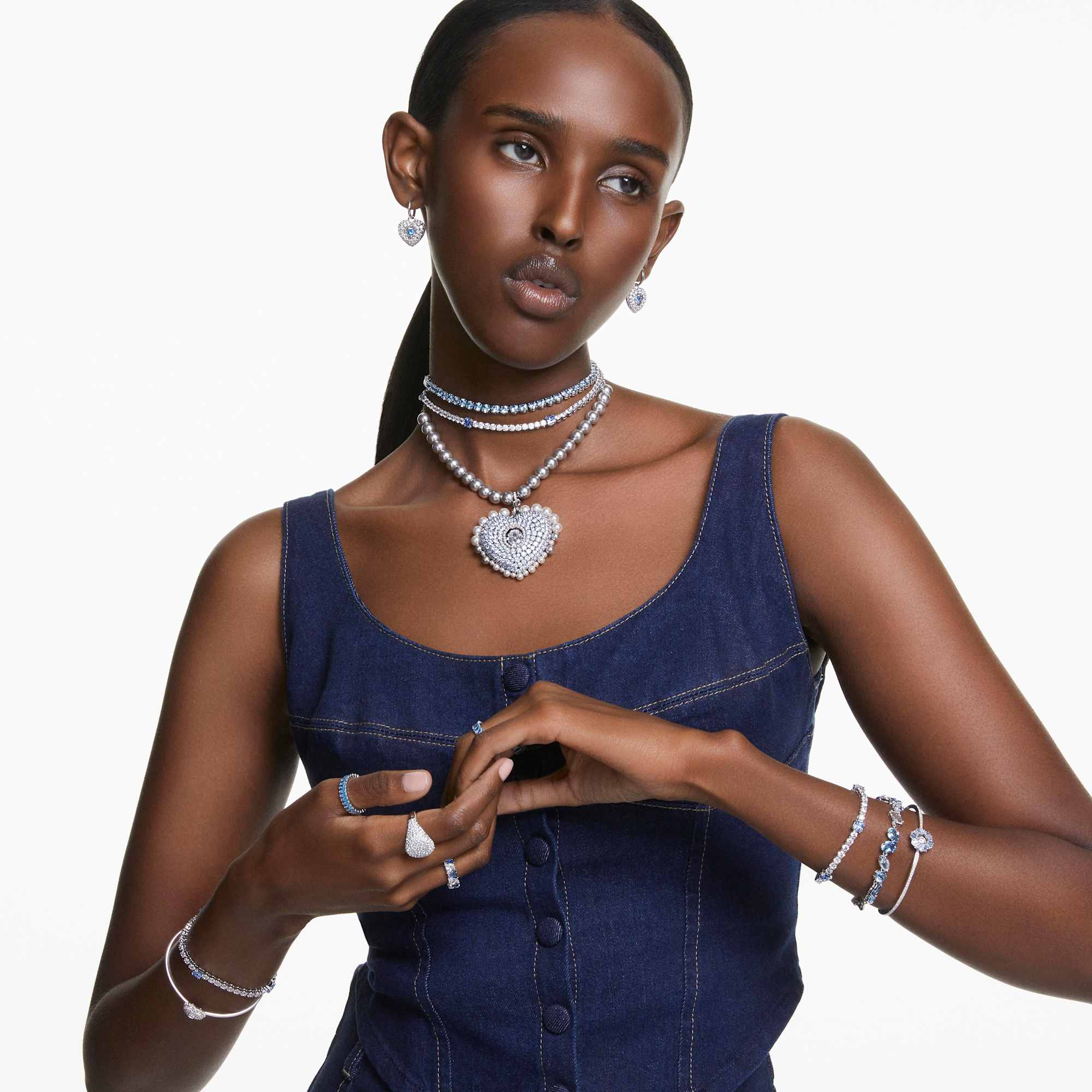 צמיד Hyperbola בציפוי רודיום מבריק SWAROVSKI