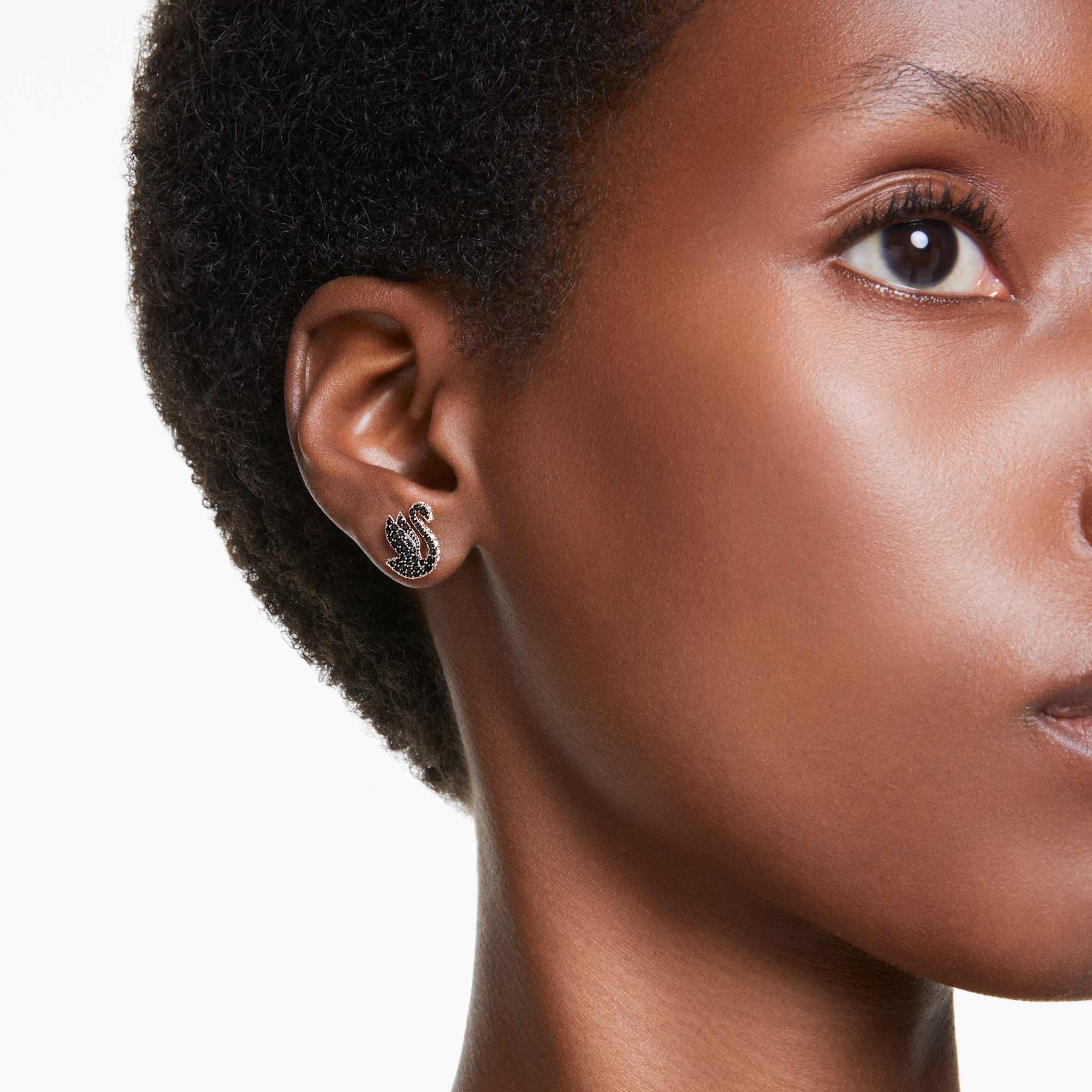 עגילי Swan בציפוי רוז גולד מבריק SWAROVSKI