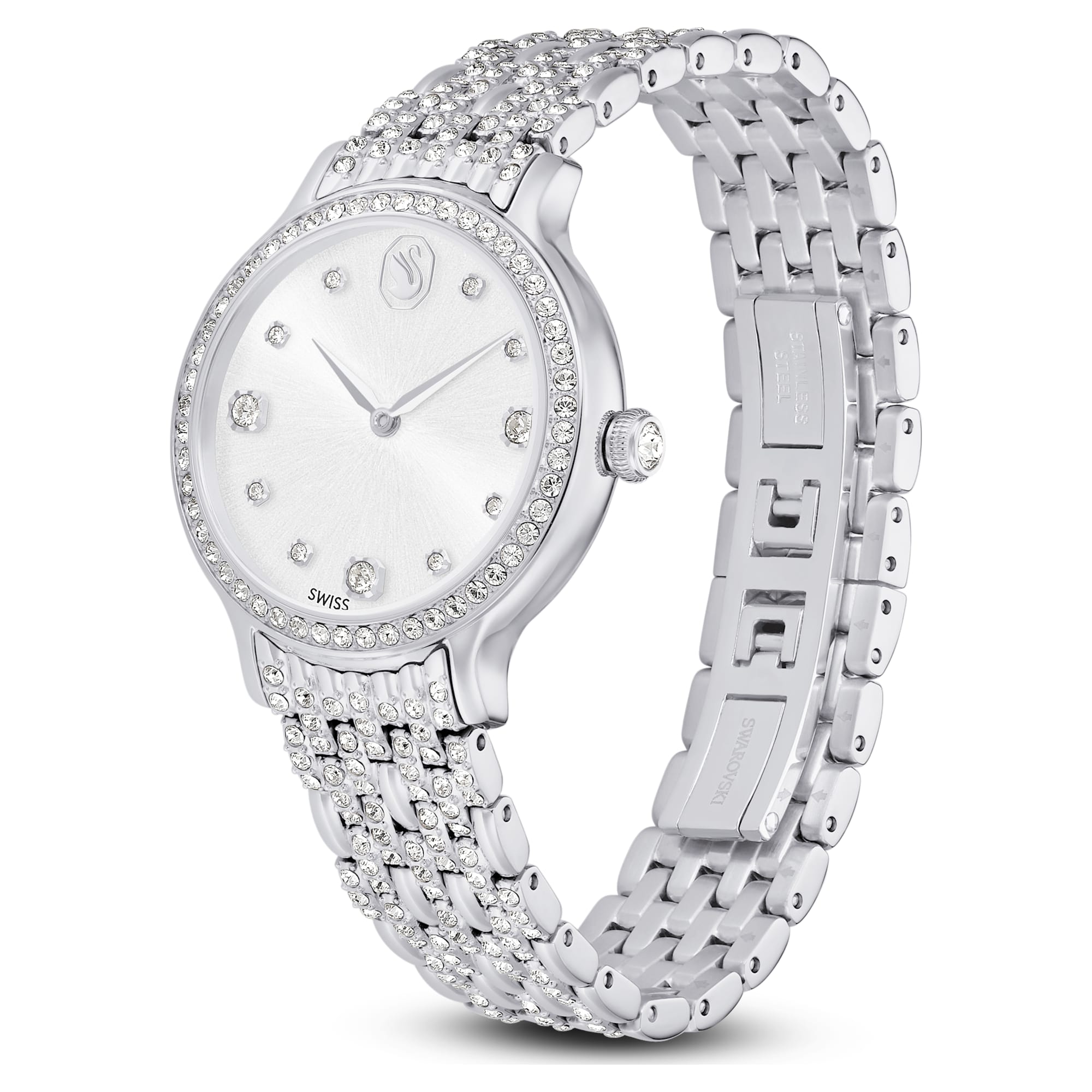 שעון Pave בציפוי נירוסטה מבריקה SWAROVSKI