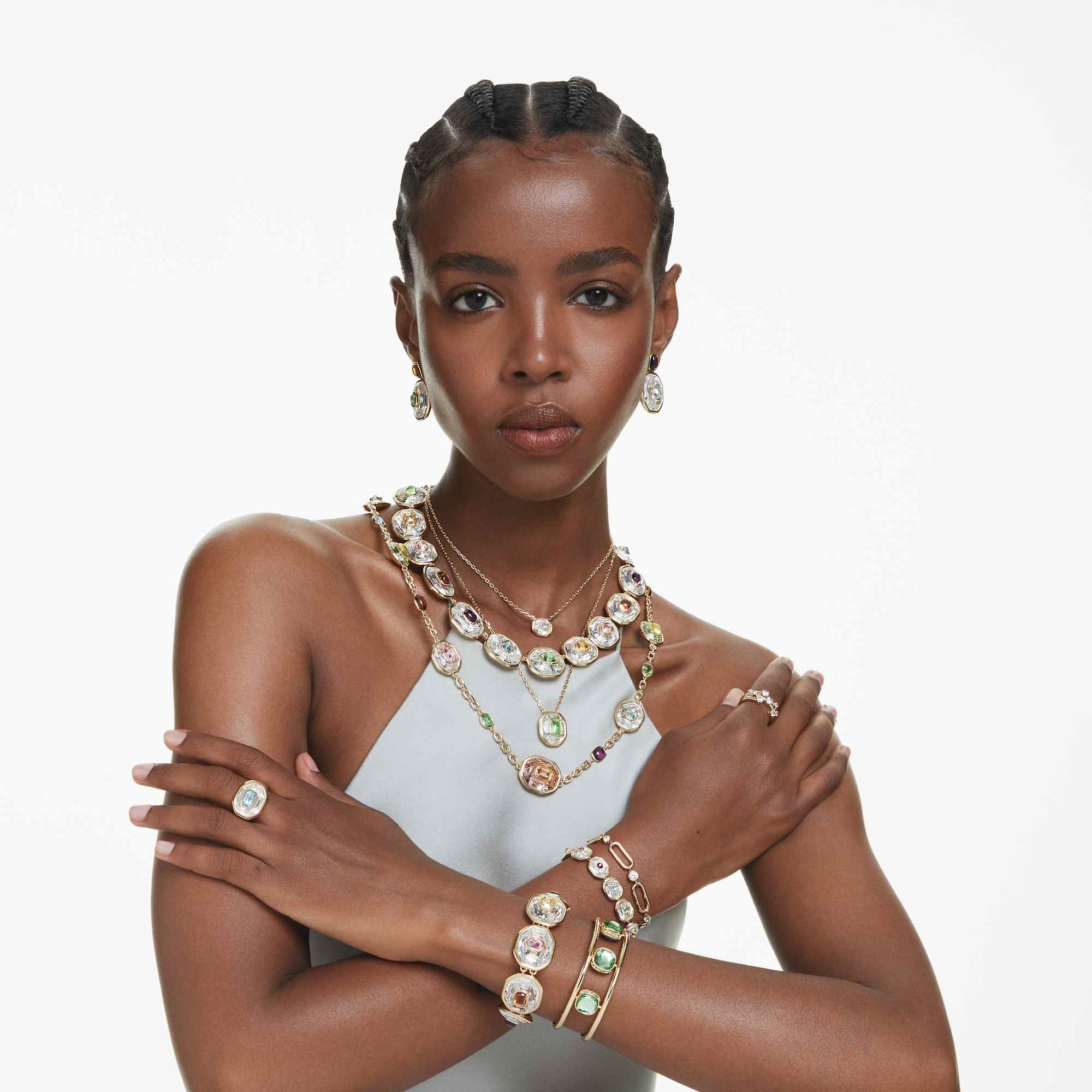 עגילי Chroma בציפוי זהב מבריק SWAROVSKI