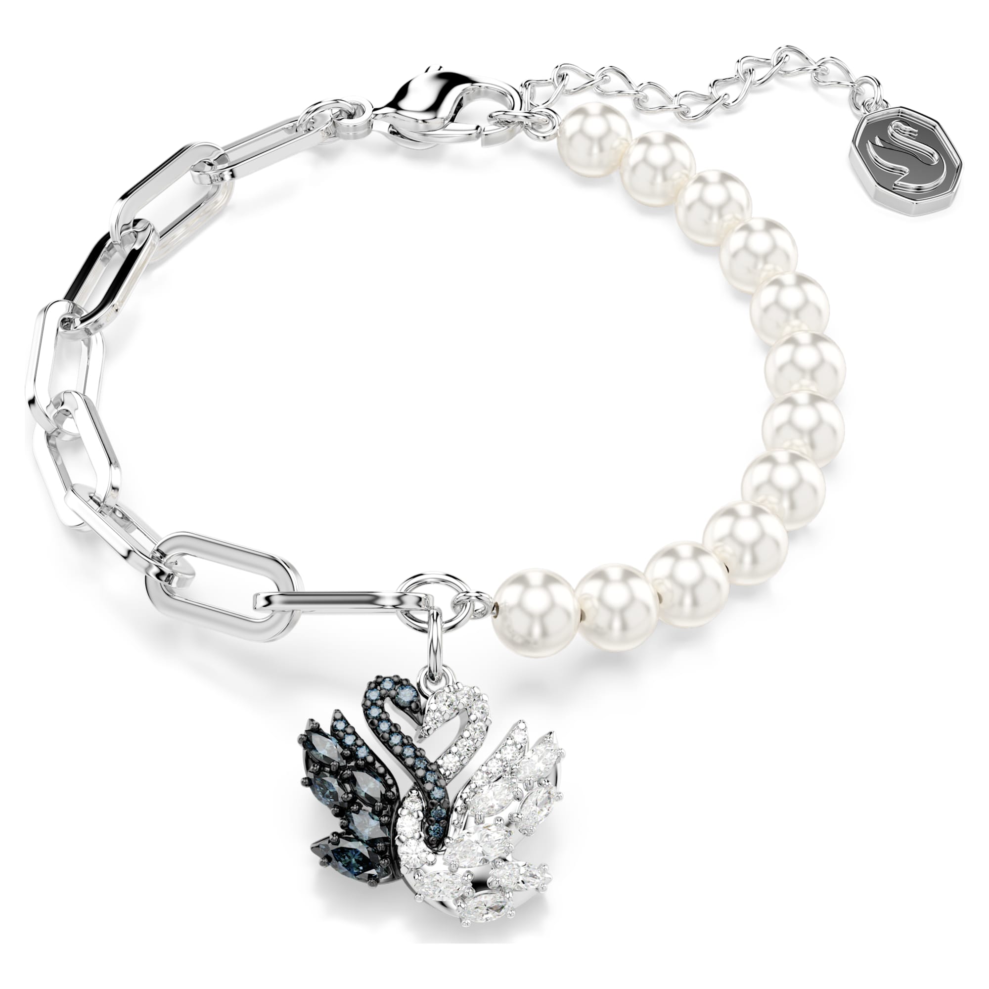 צמיד Swan בציפוי רודיום מבריק SWAROVSKI