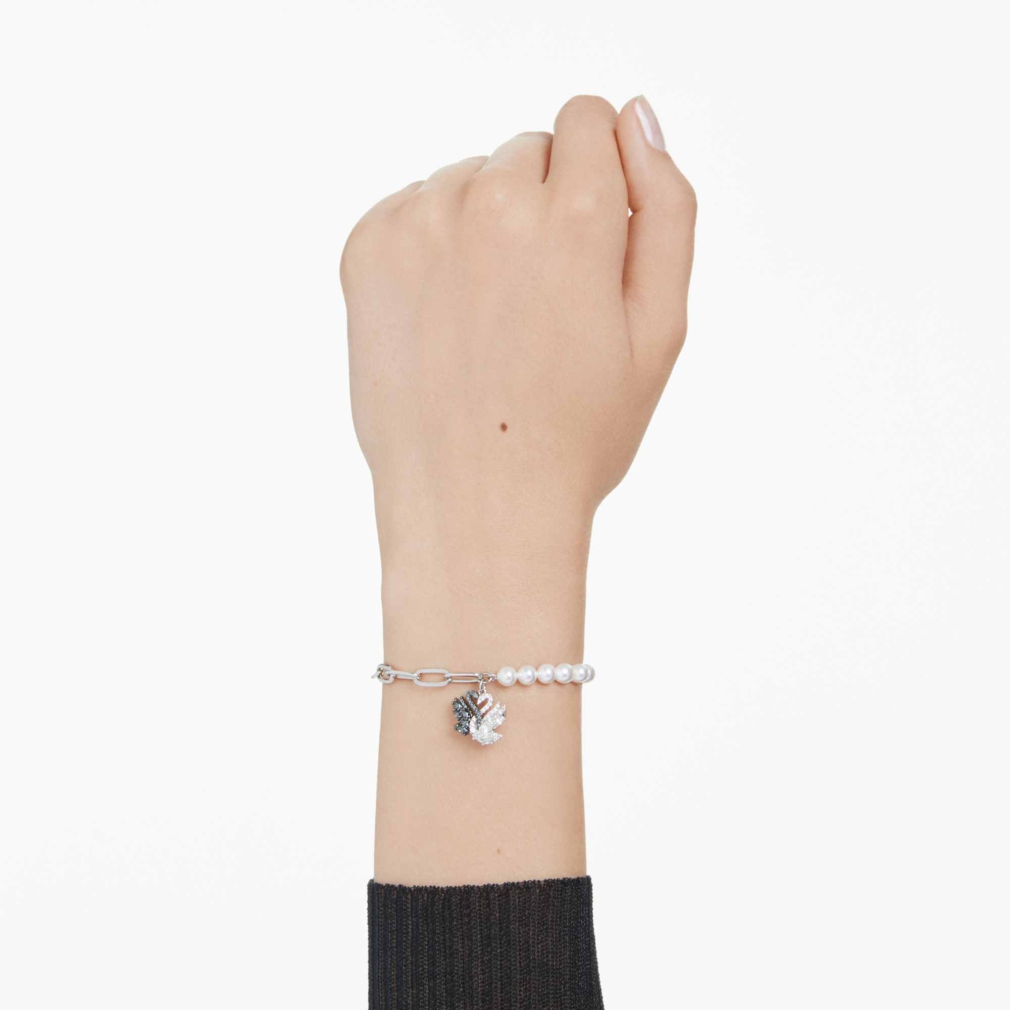 צמיד Swan בציפוי רודיום מבריק SWAROVSKI