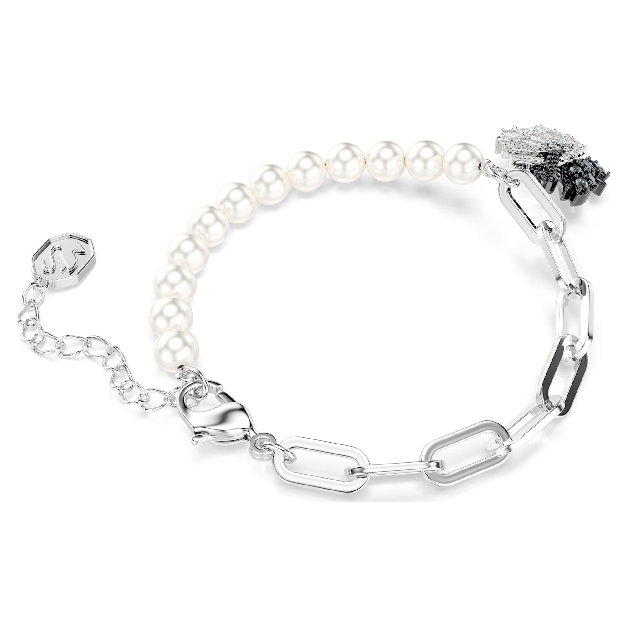 צמיד Swan בציפוי רודיום מבריק SWAROVSKI