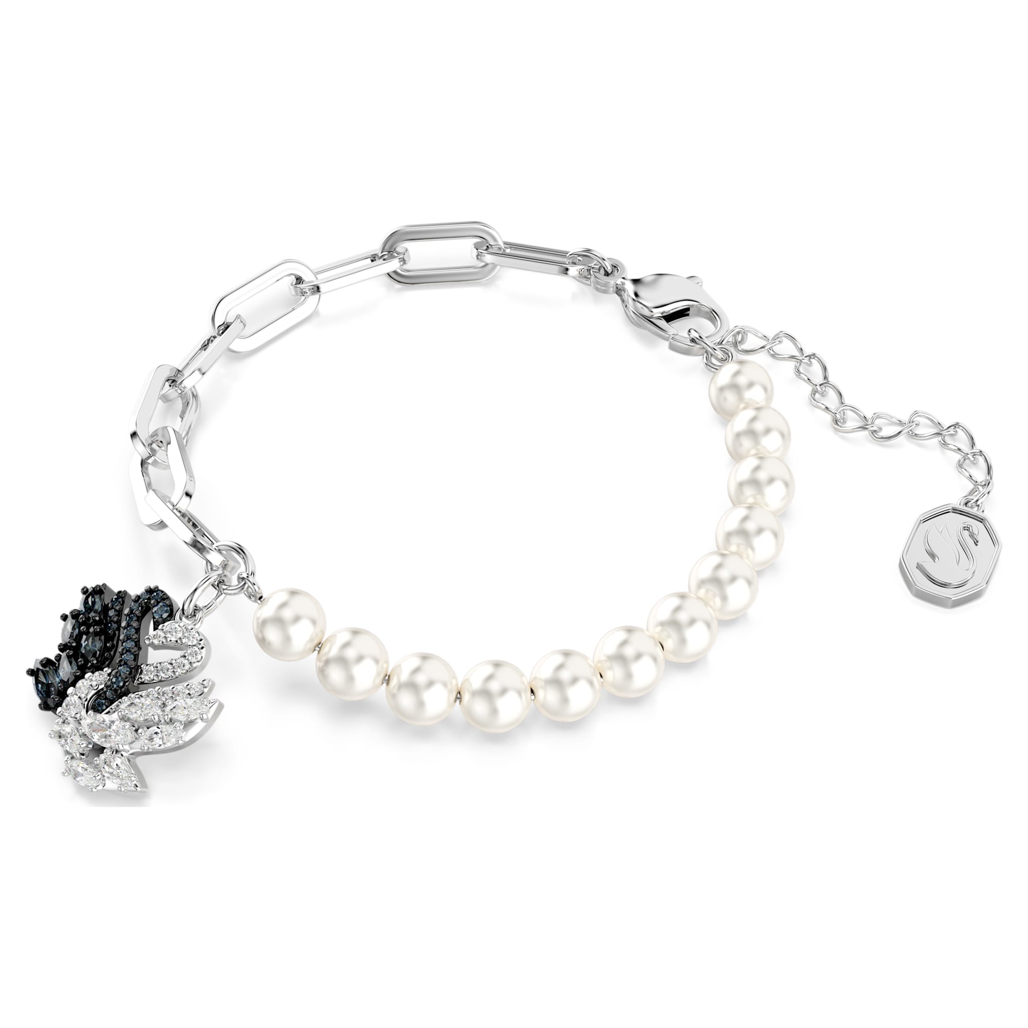 צמיד Swan בציפוי רודיום מבריק SWAROVSKI