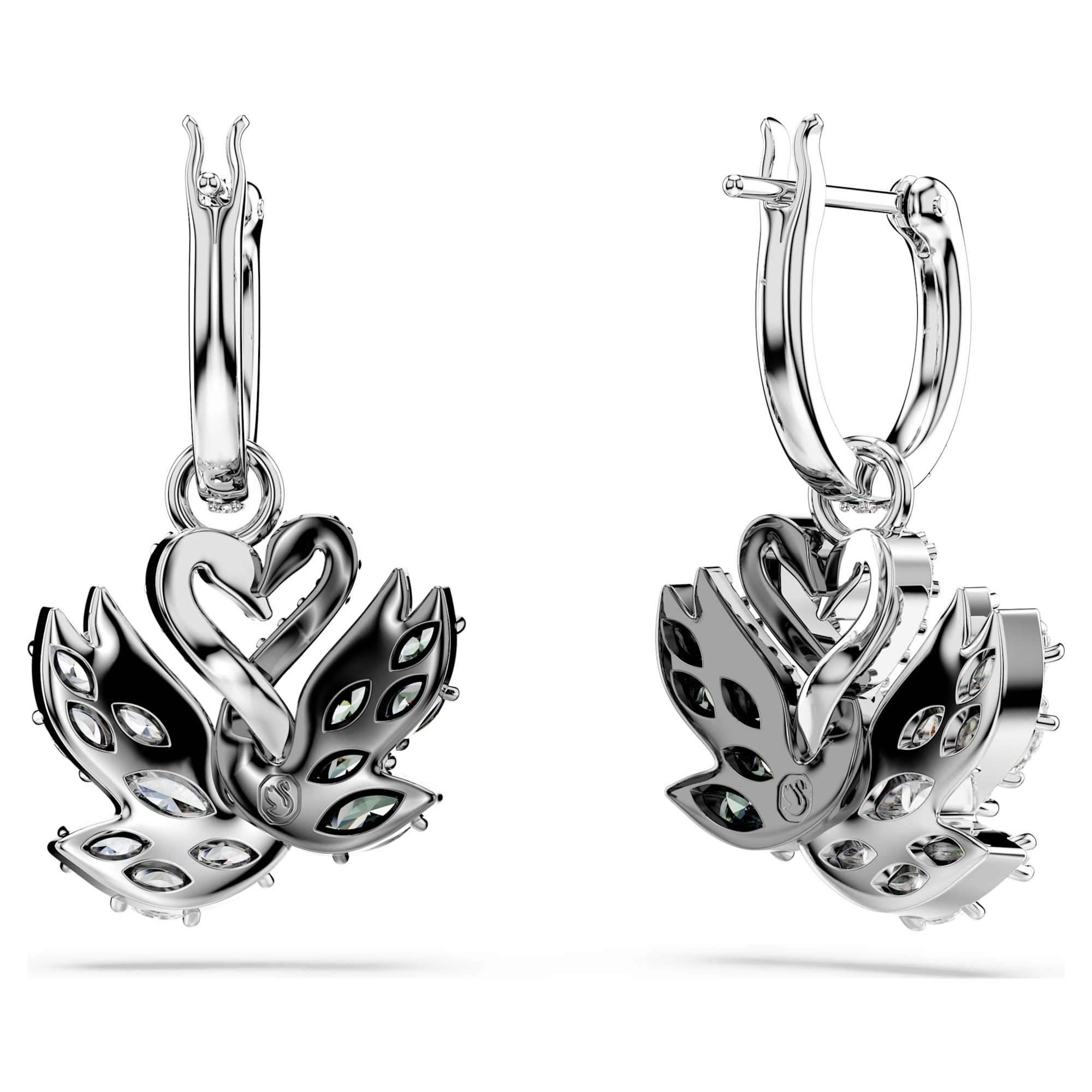 עגילי Swan בציפוי רודיום מבריק SWAROVSKI