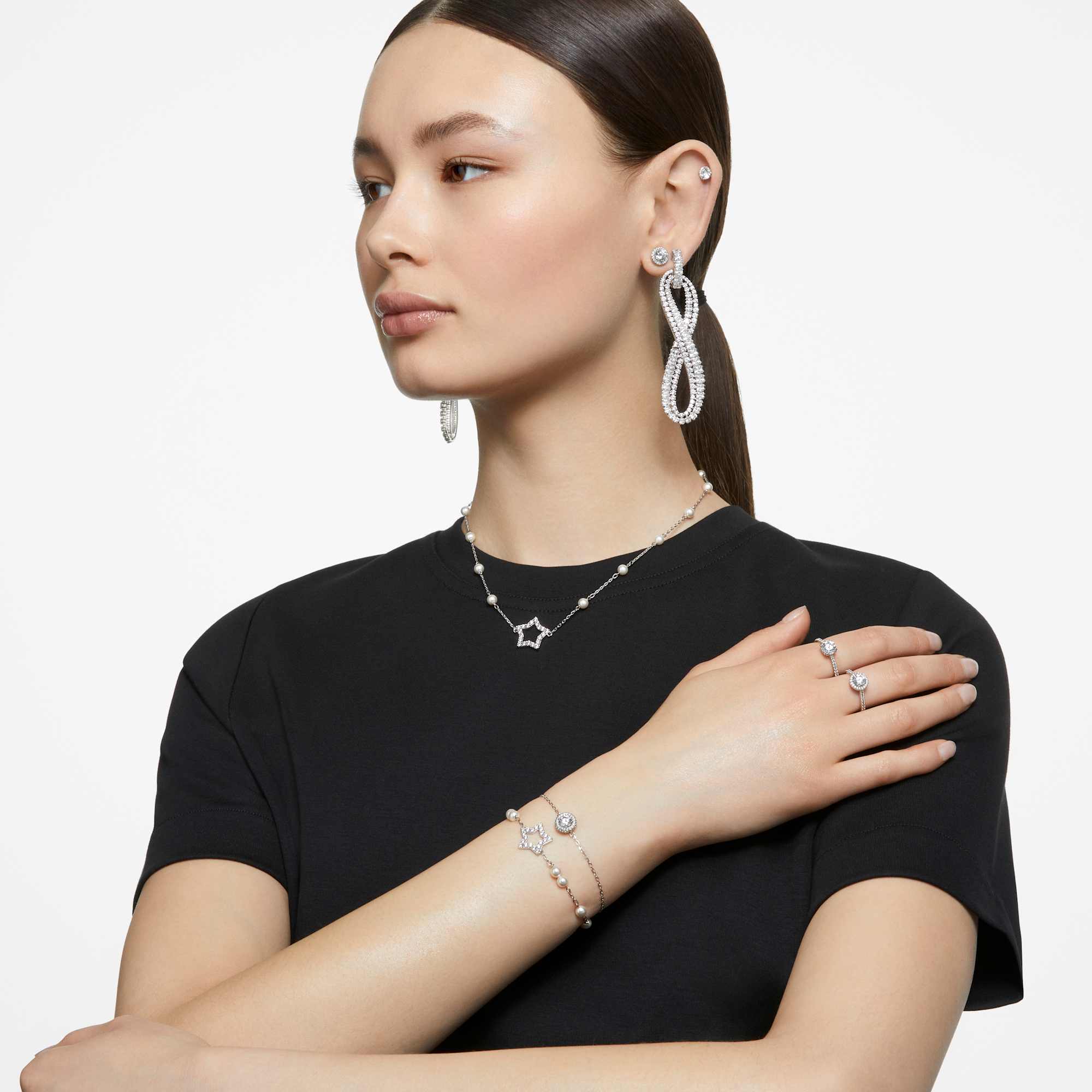 טבעת Una בציפוי רודיום מבריק SWAROVSKI