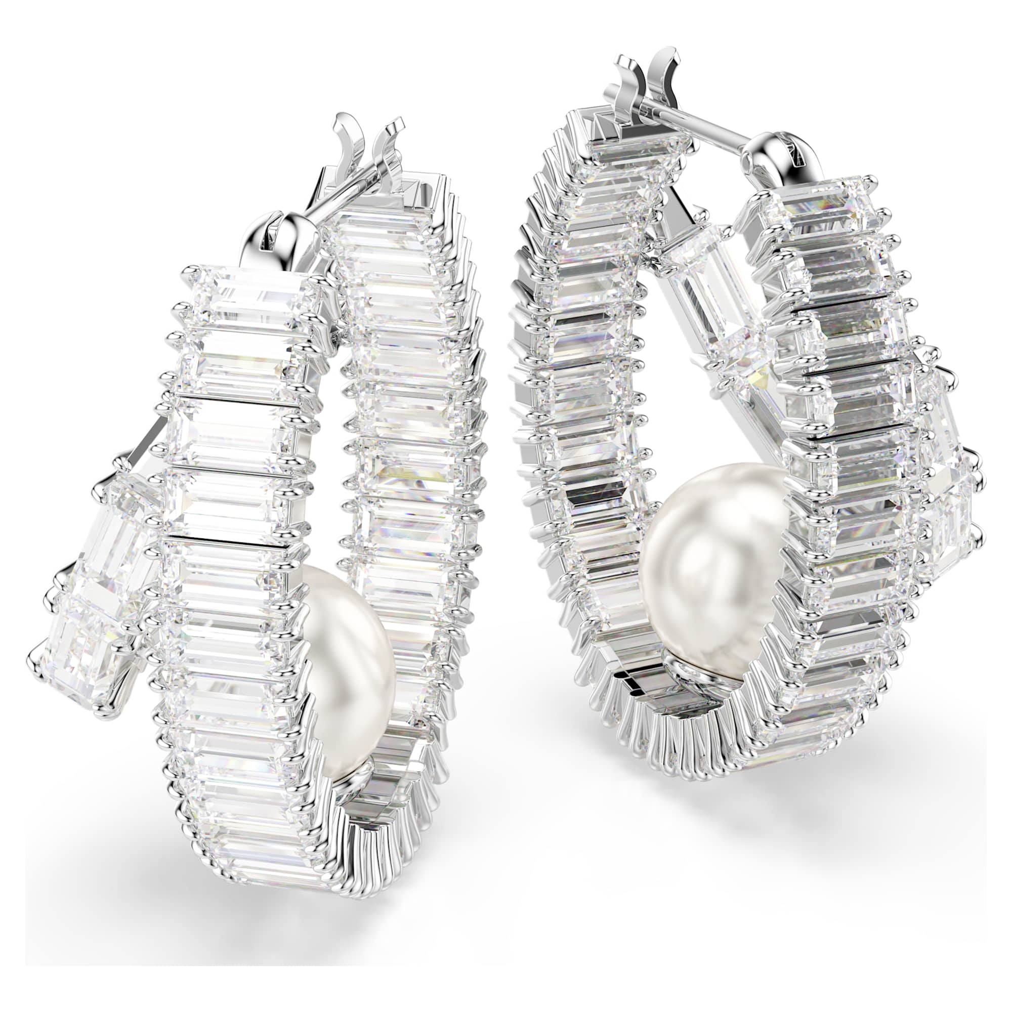 עגילי SS25 Capsule בציפוי רודיום מבריק SWAROVSKI