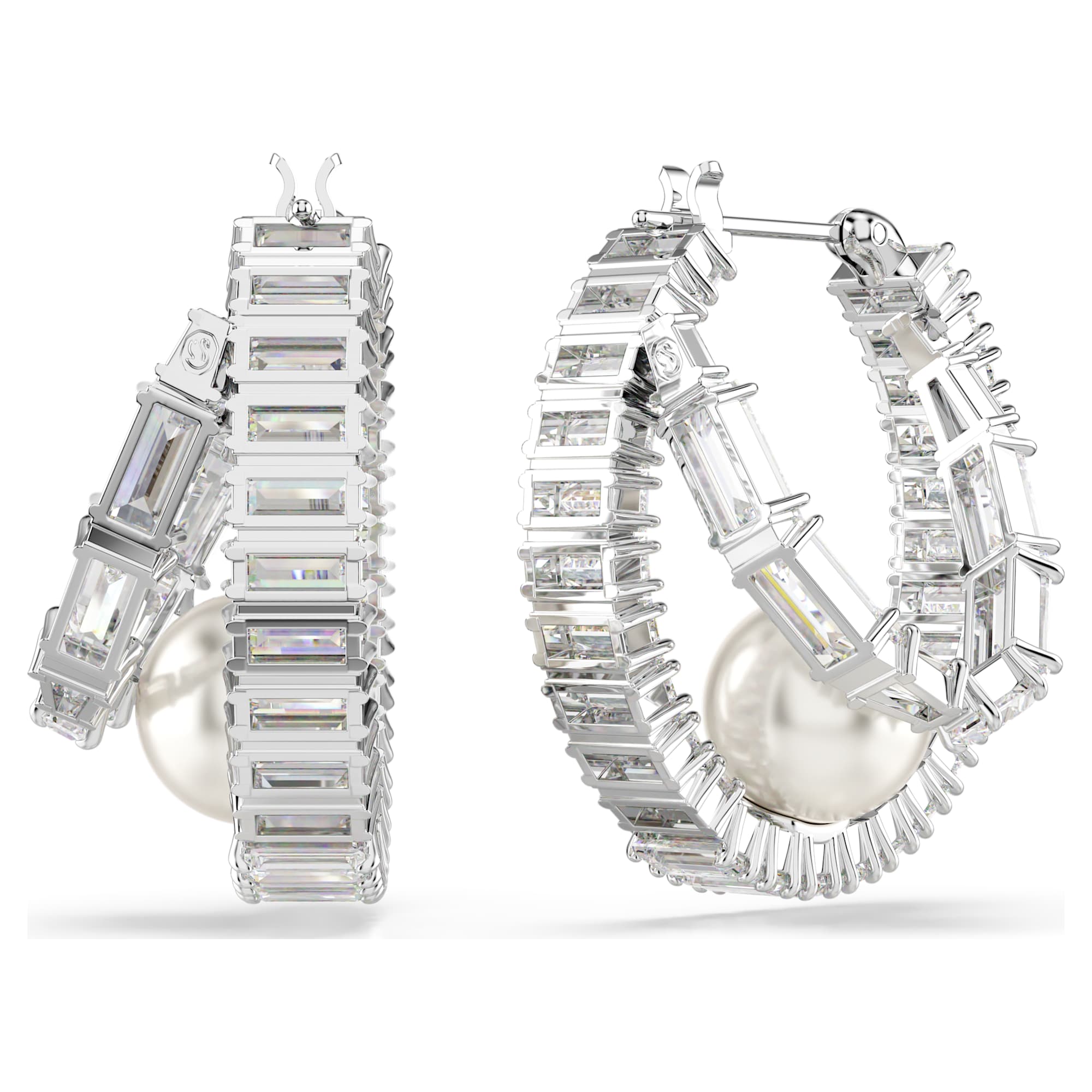 עגילי SS25 Capsule בציפוי רודיום מבריק SWAROVSKI