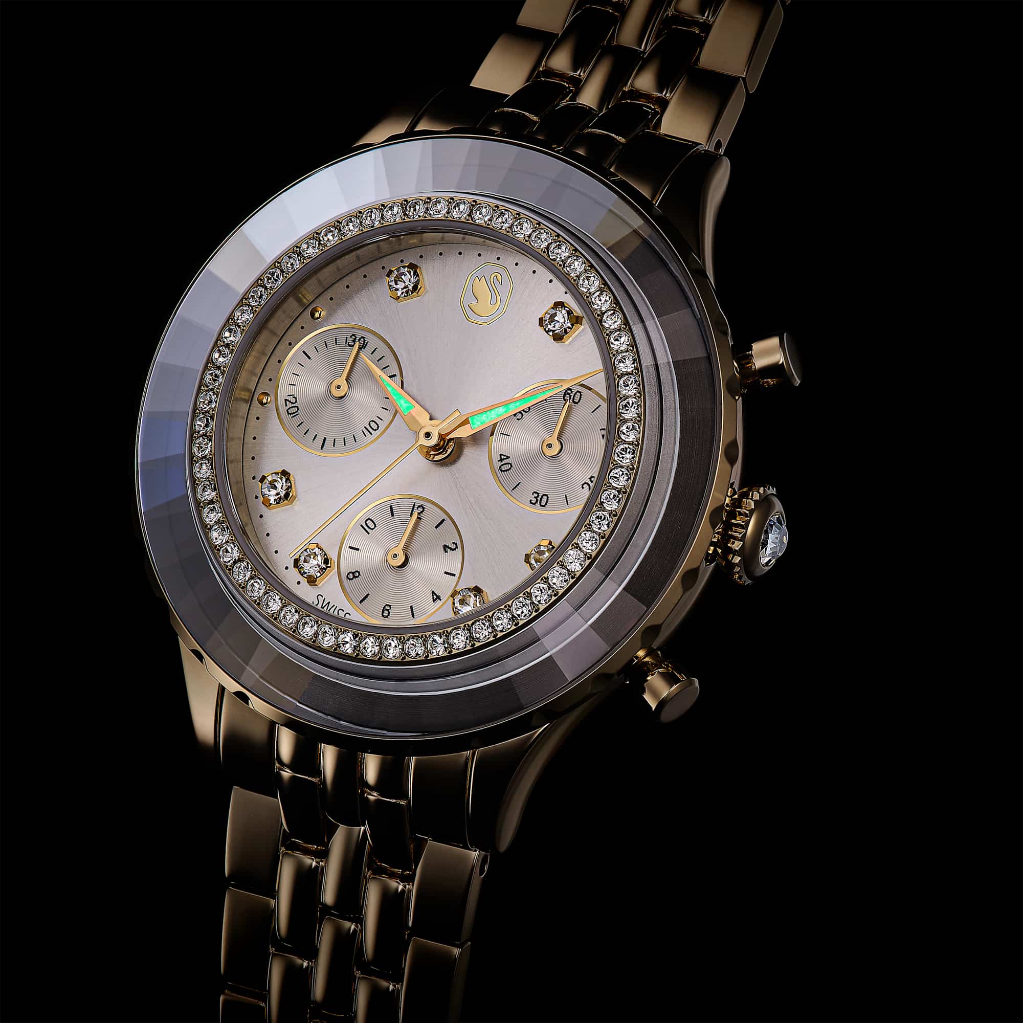 אוקטאה כרונו תוצרת שוויץ בציפוי זהב שמפנייה