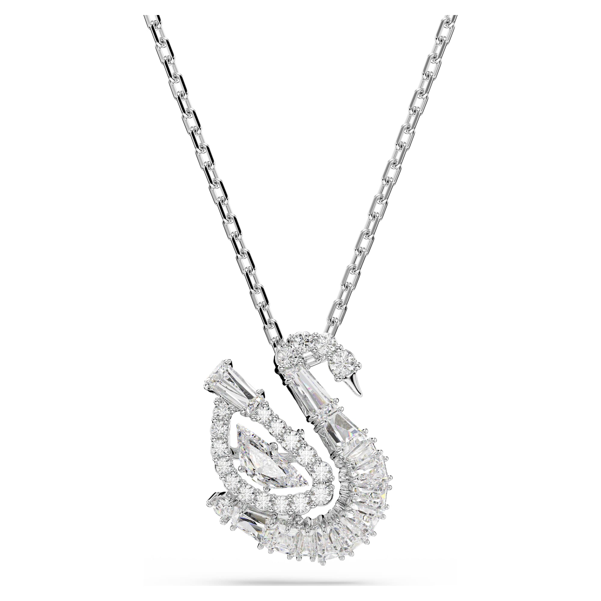 שרשרת Swan בציפוי רודיום מבריק