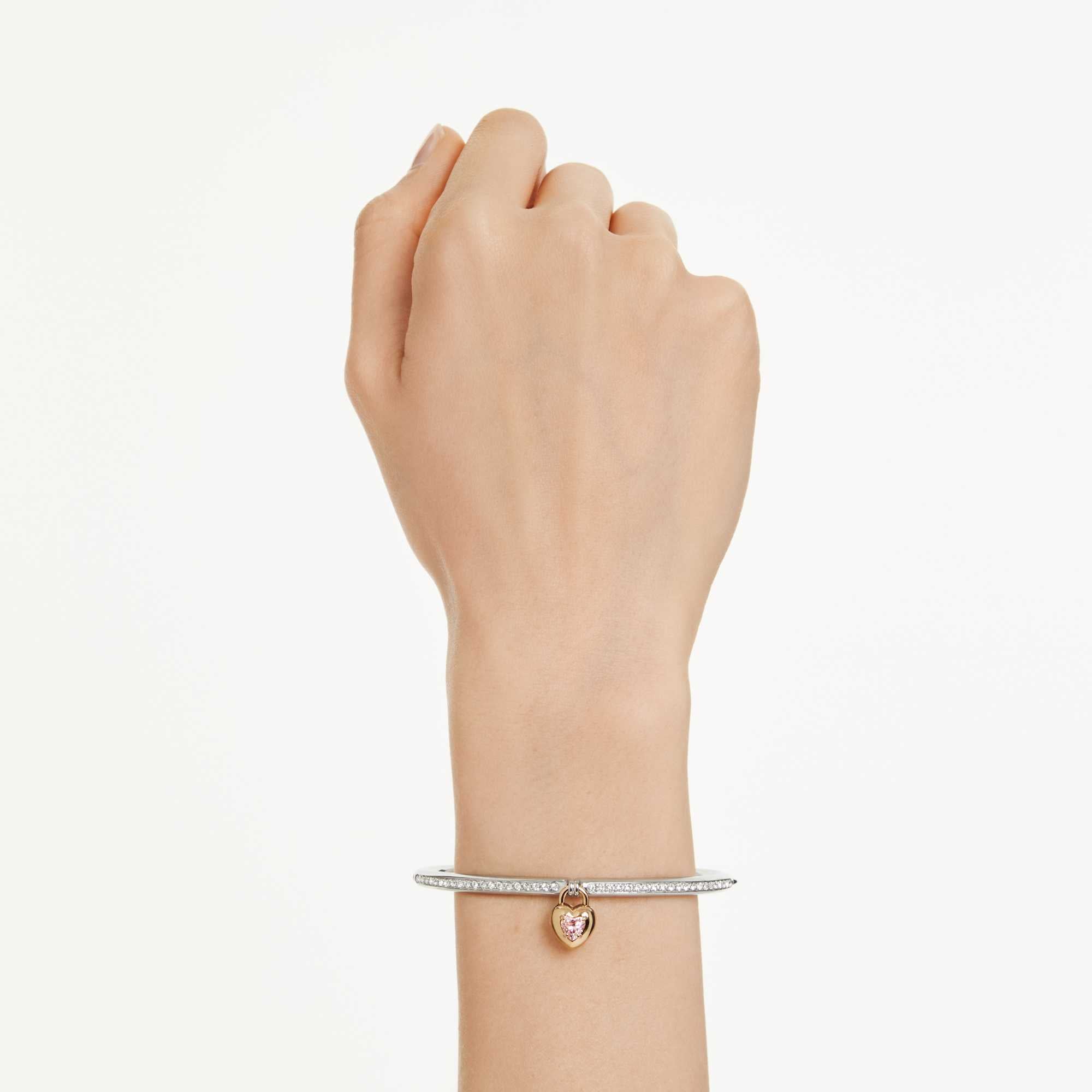 אידיליה צמיד קשיח חתכים מעורבים לב ורוד