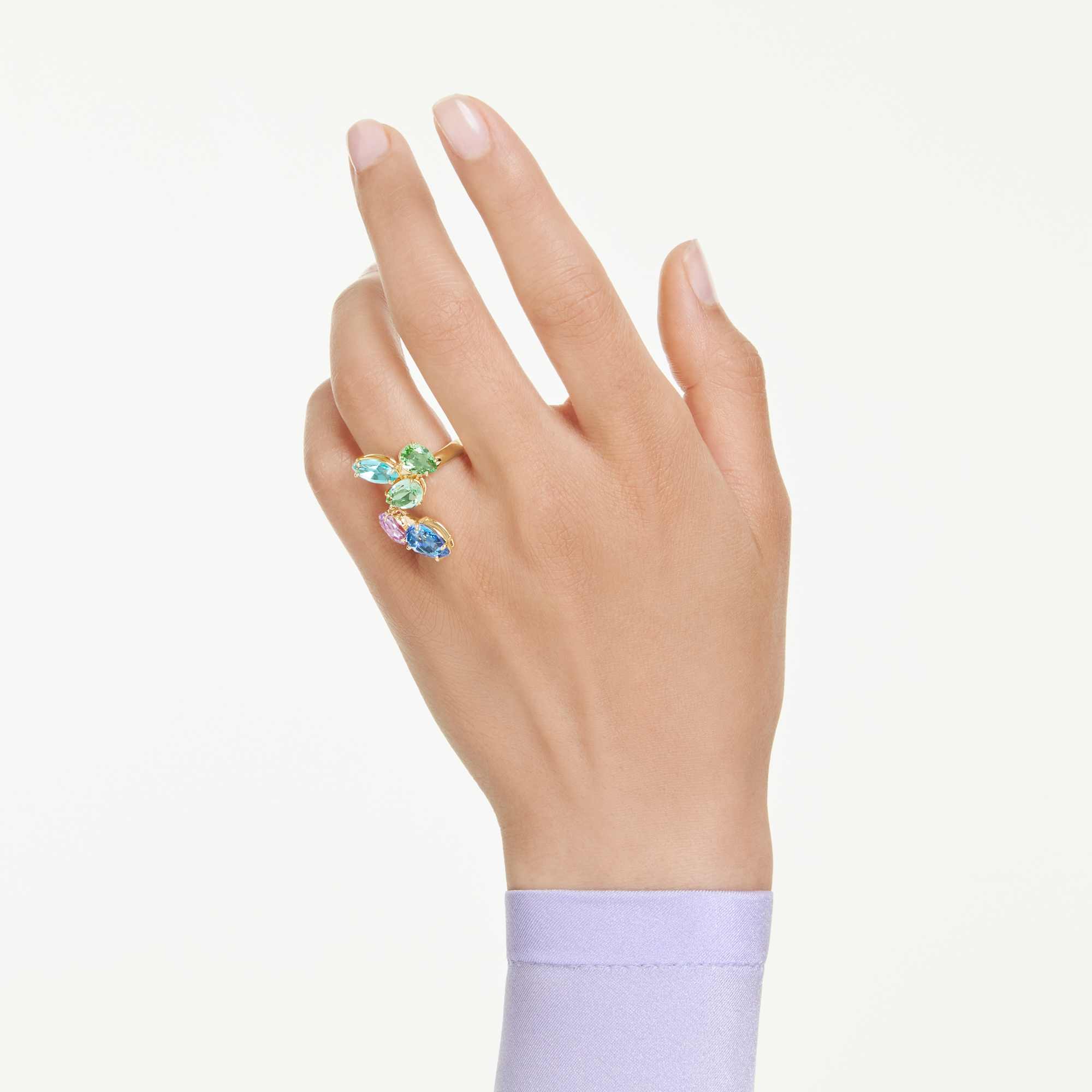 טבעת ג'מה במגוון צבעים ציפוי זהב