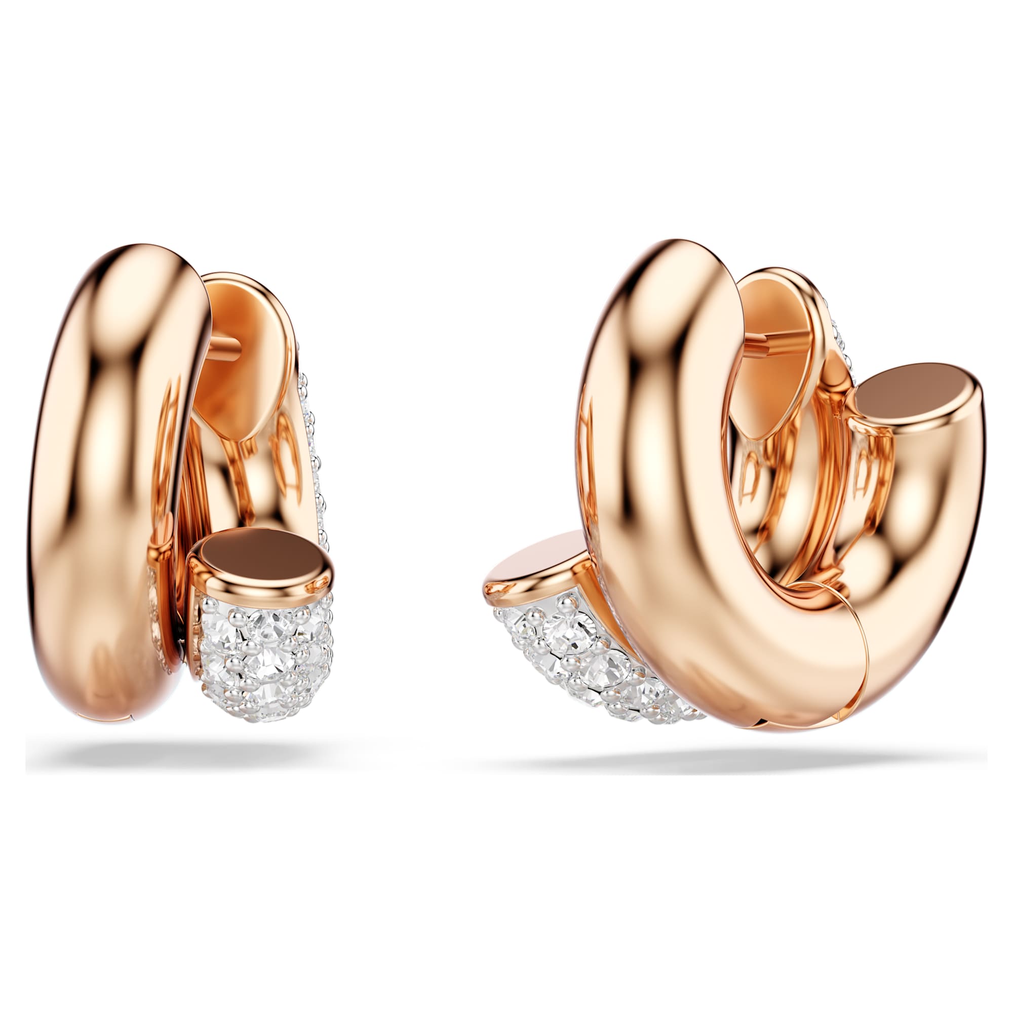 עגילי מיני דקסטרה מעוגלים בשיבוץ פאווה בציפוי רוז גולד