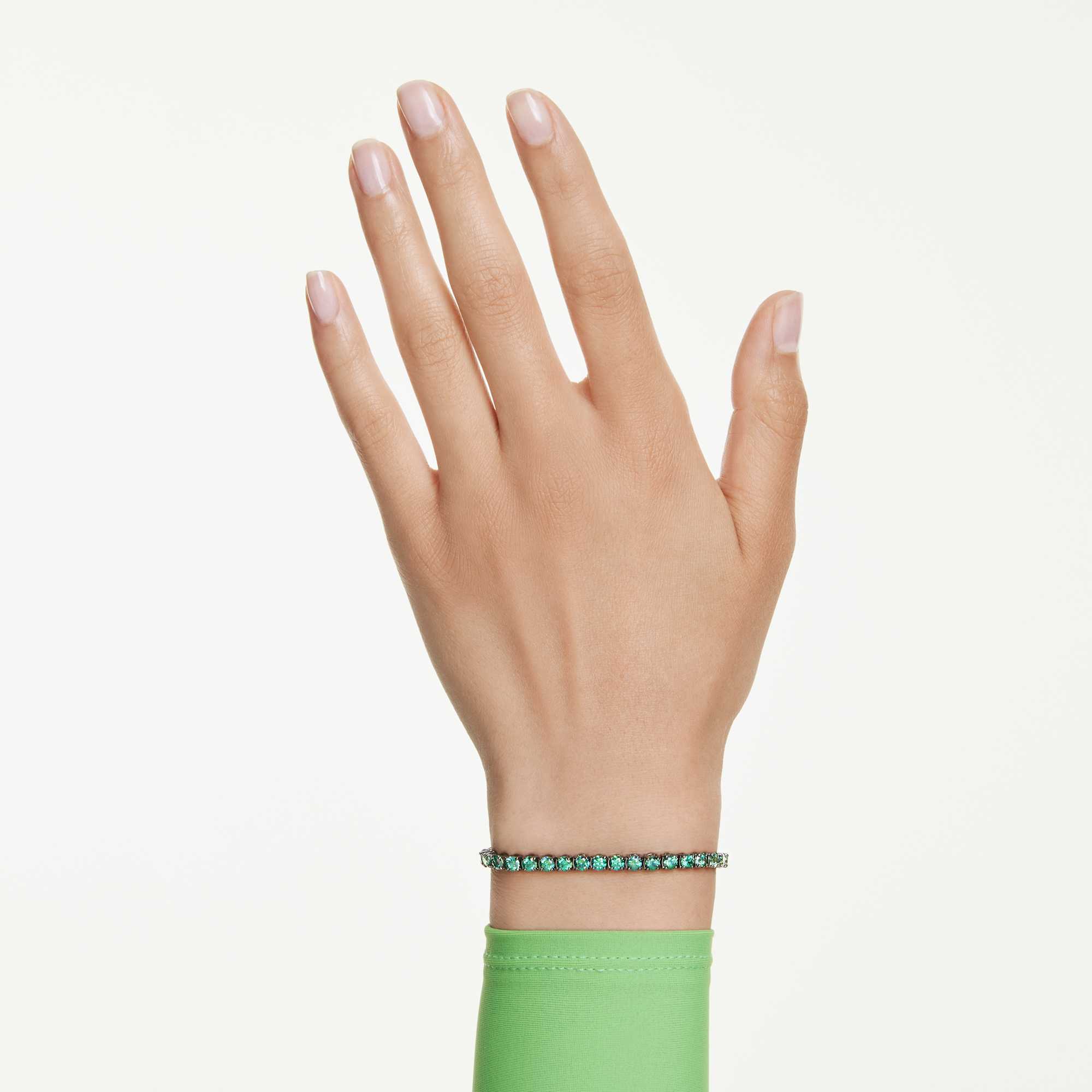 צמיד מטריקס טניס ציפוי רוטניום אבנים ירוקות