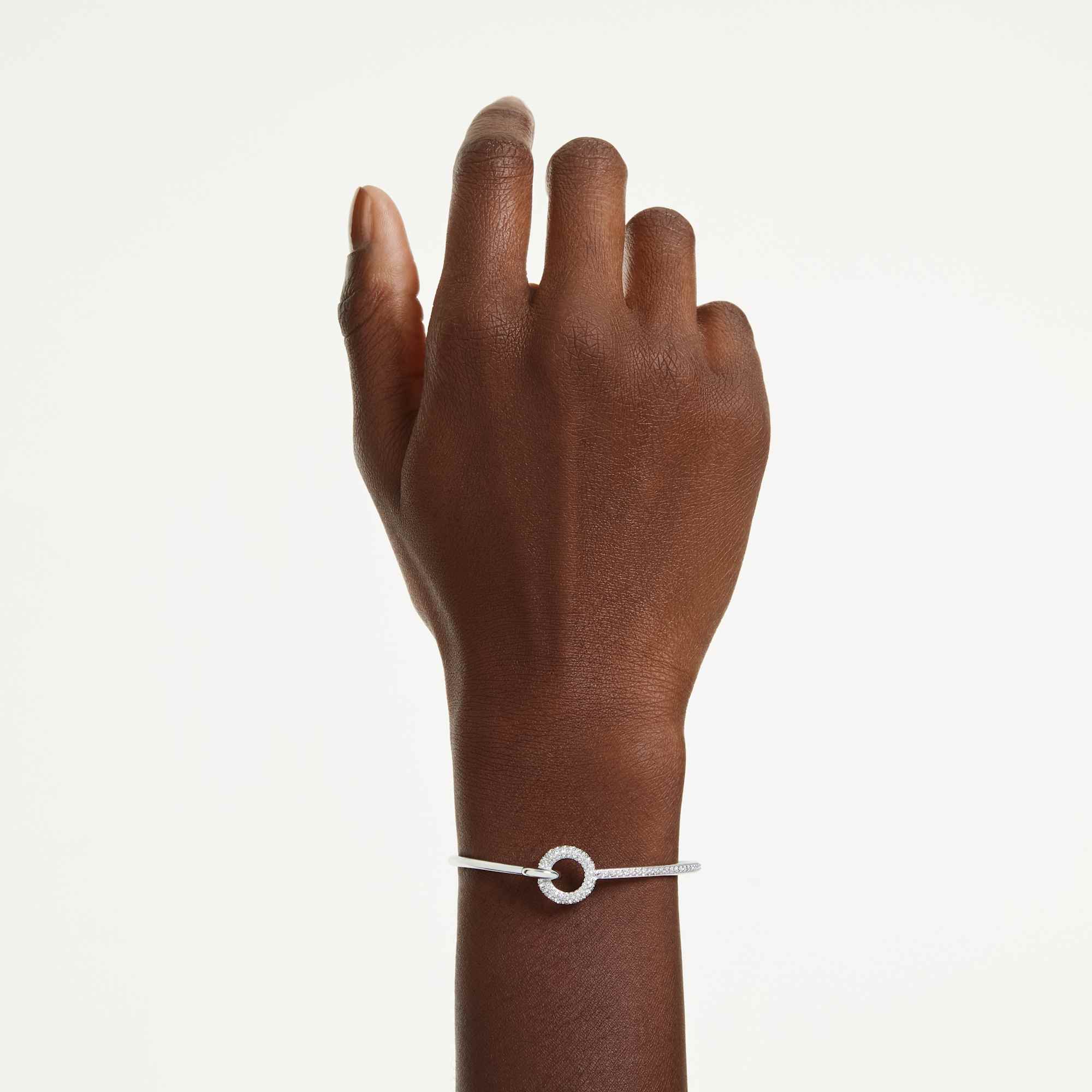 צמיד דקסטרה חיתוכים עגולים בציפוי רודיום