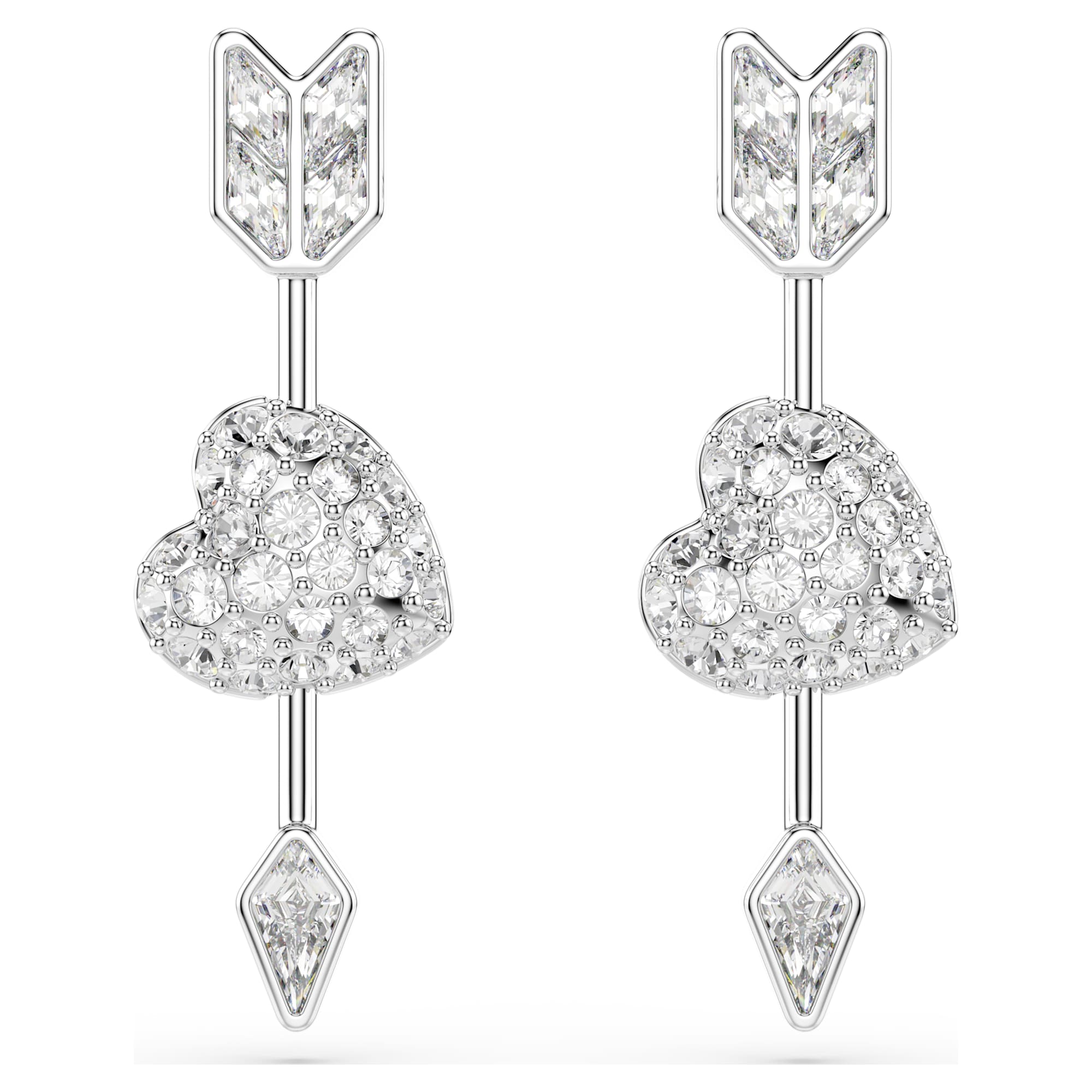 עגילי אידיליה חץ ולב בציפוי רודיום